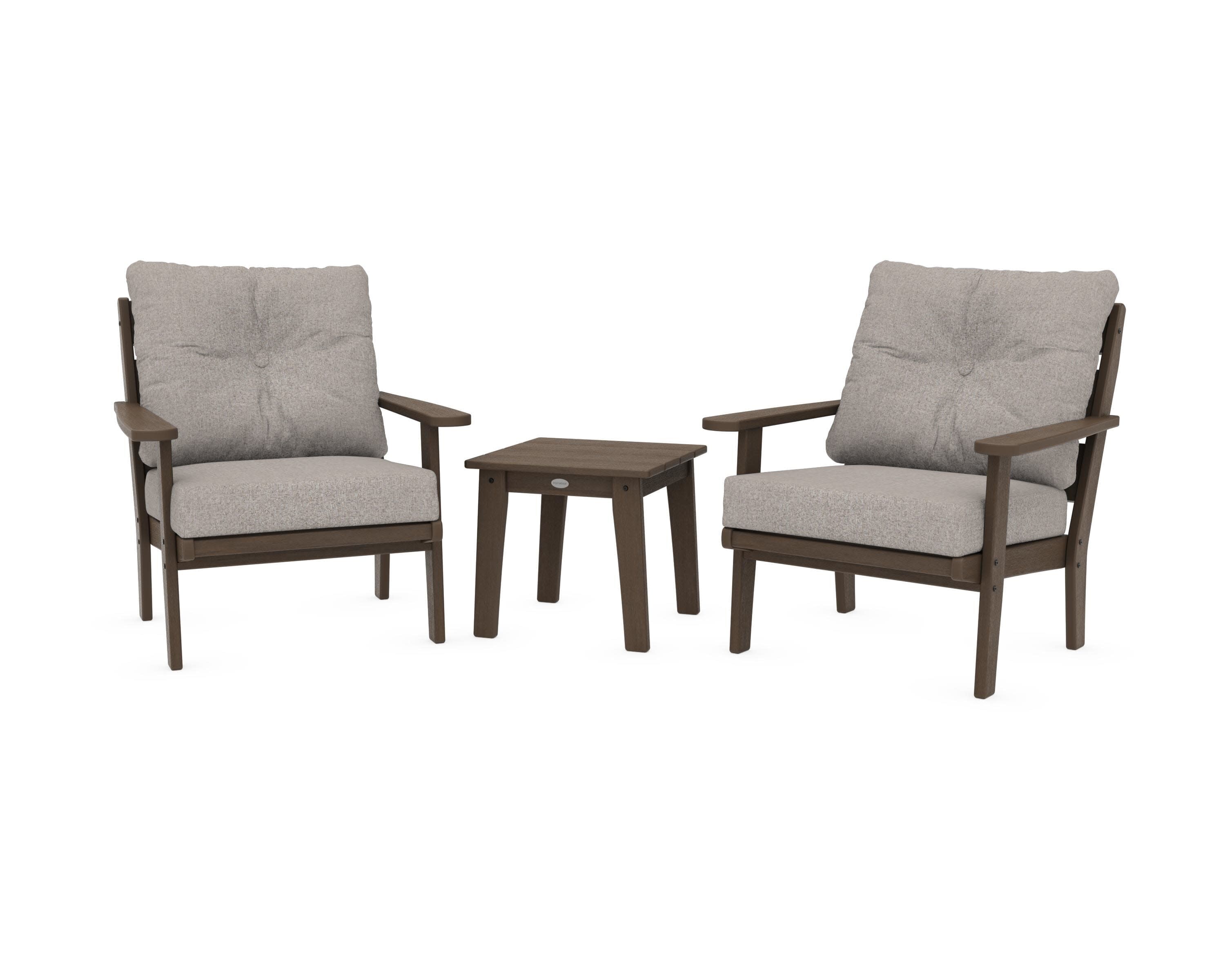 Lakeside 3-Piece Deep Seating Chair Set in Kona / Weathered Tweed