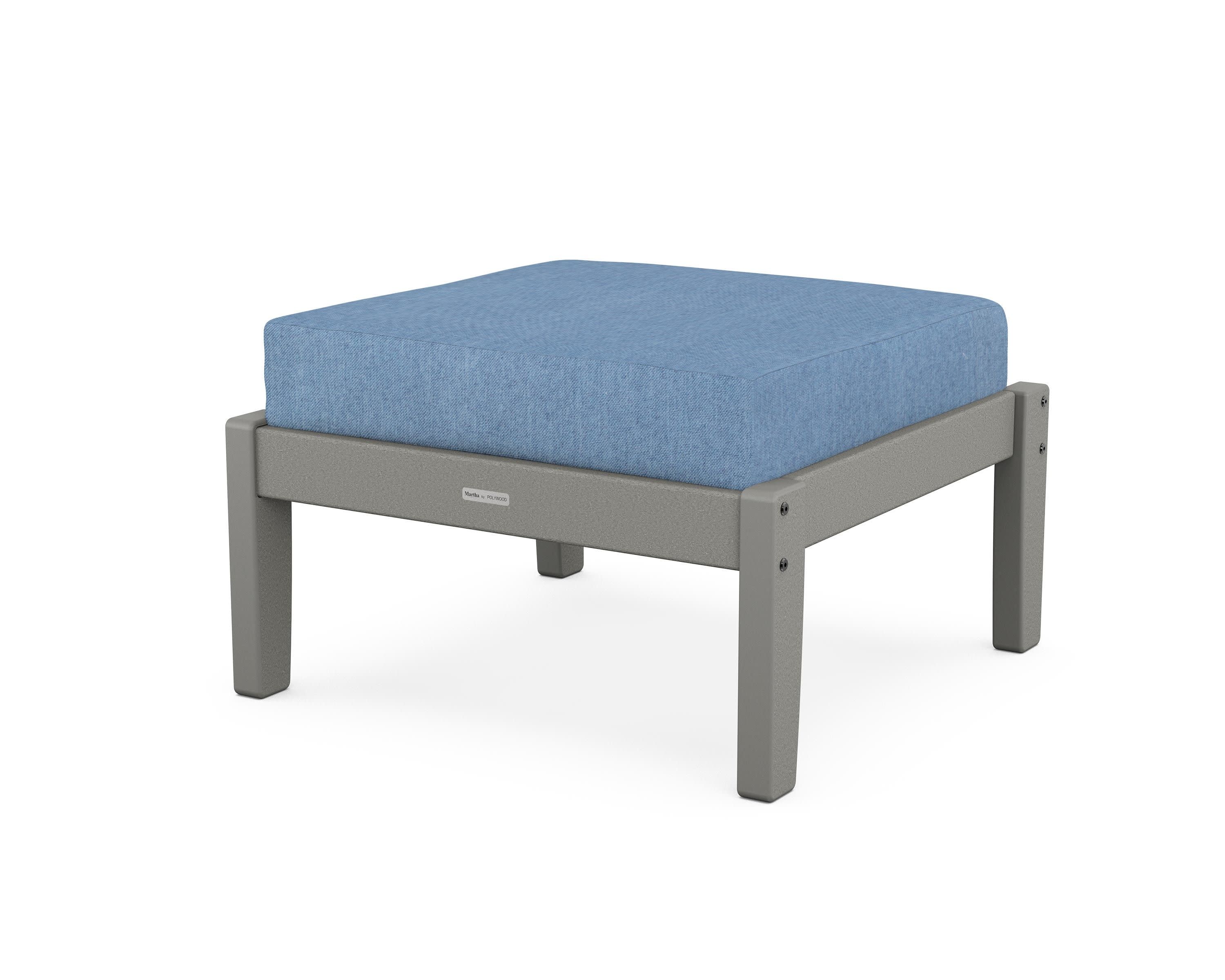 Chinoiserie Deep Seating Ottoman in Slate Grey / Sky Blue