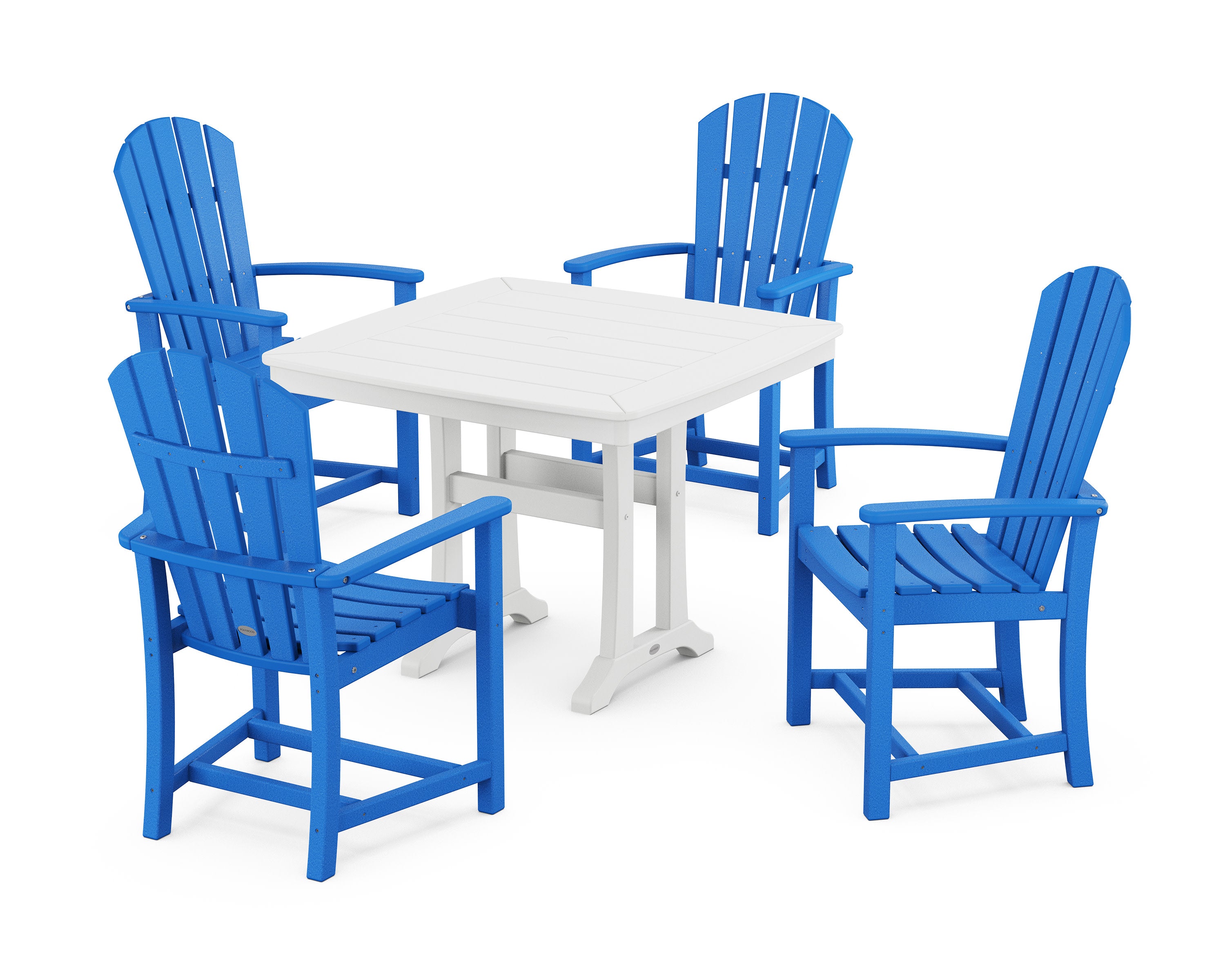 Palm Coast 5-Piece Dining Set with Trestle Legs in Pacific Blue / White