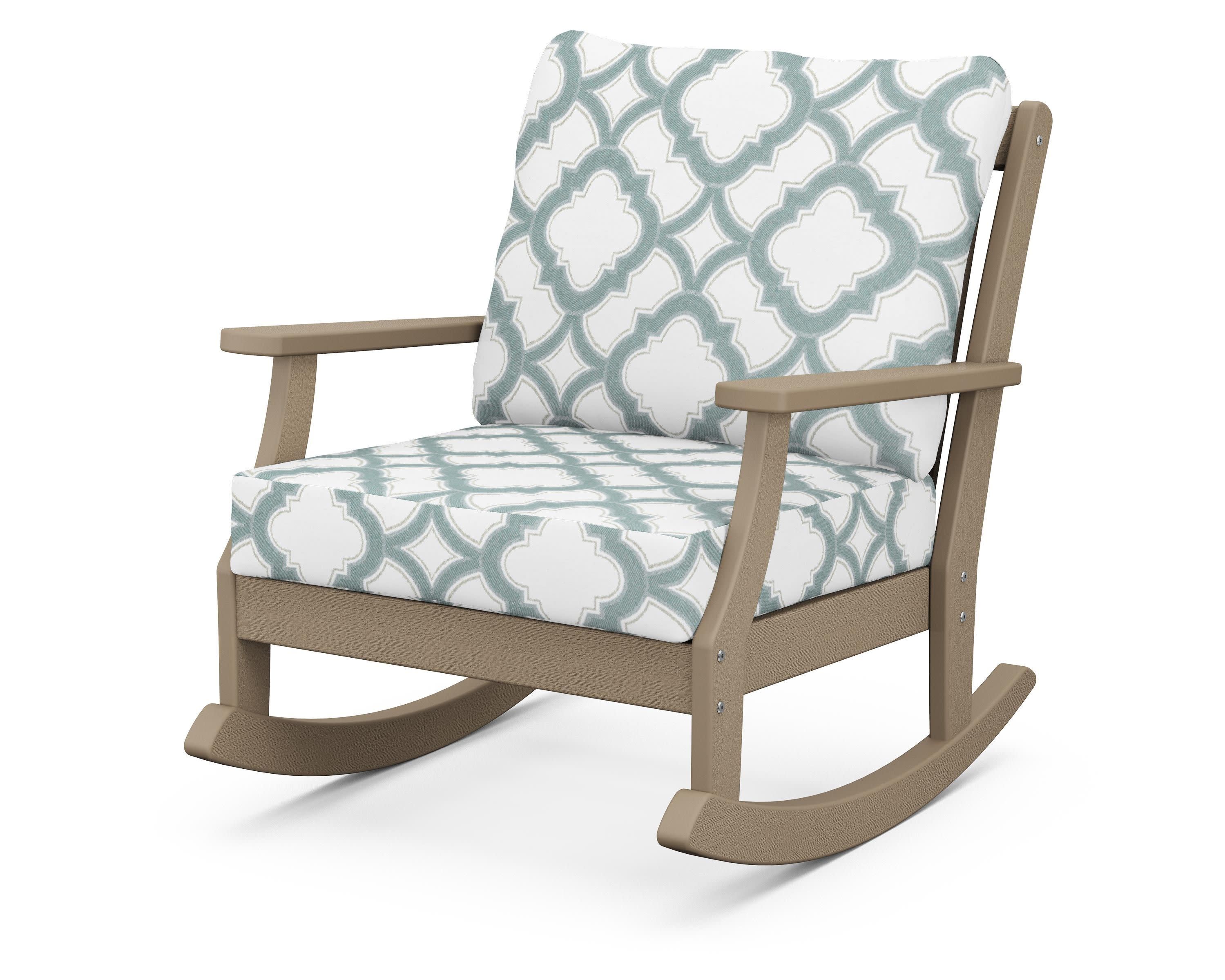 Braxton Deep Seating Rocking Chair in Vintage Sahara / Trellis Glacier Spa