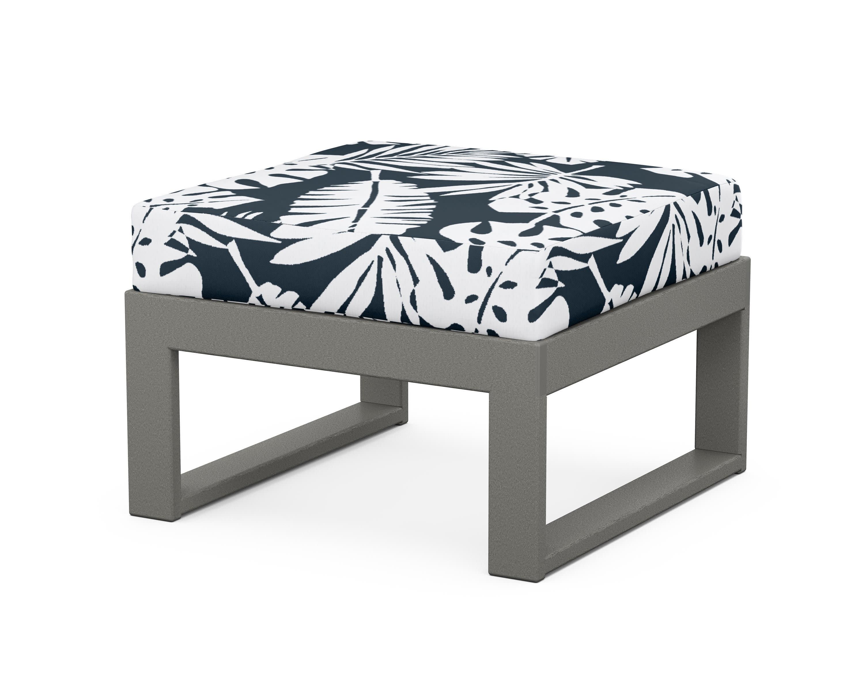 Modular Ottoman - Modern in Slate Grey / Leaf Marine Indigo
