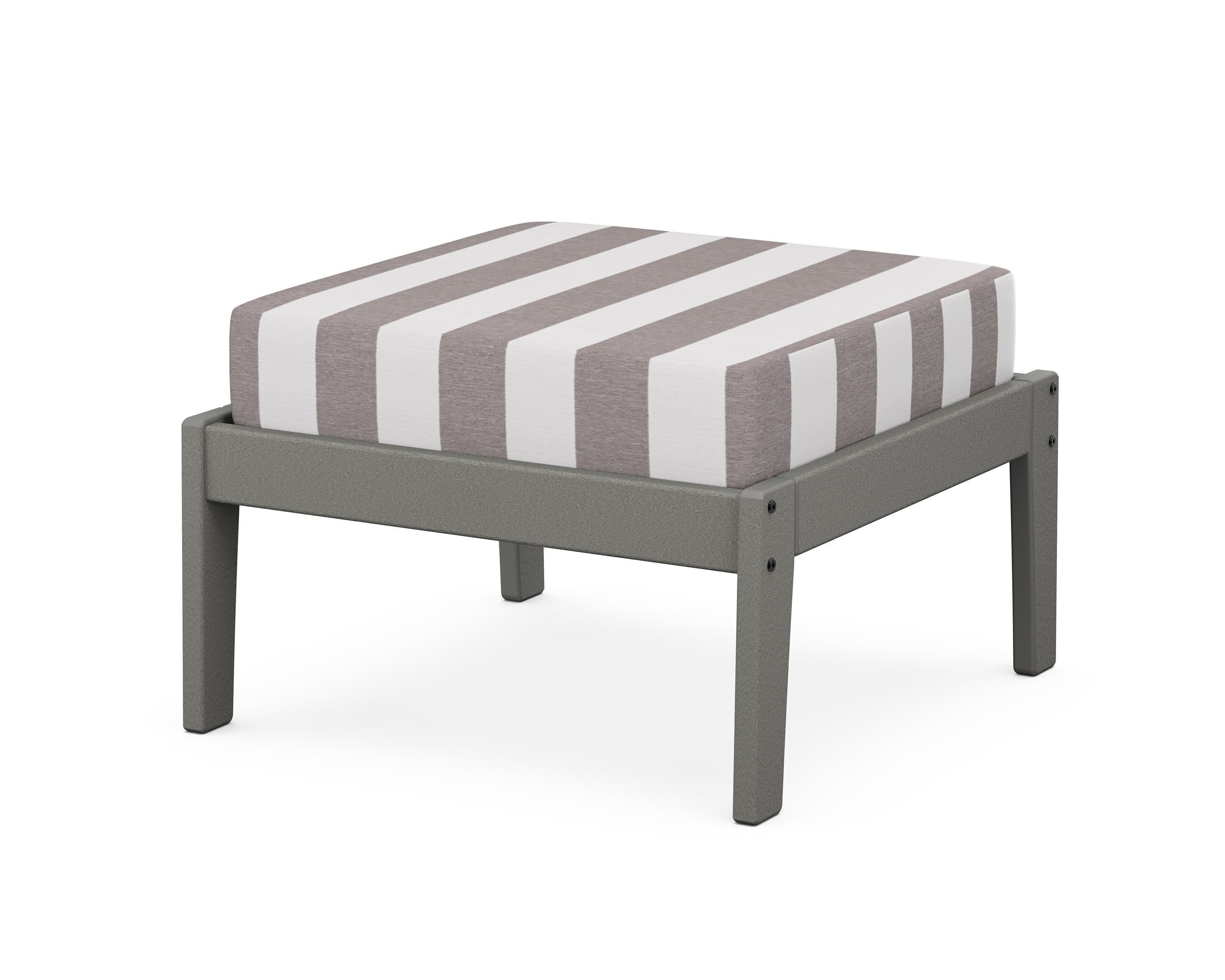 Deep Seating Ottoman in Slate Grey / Cabana Stripe Grey Mist