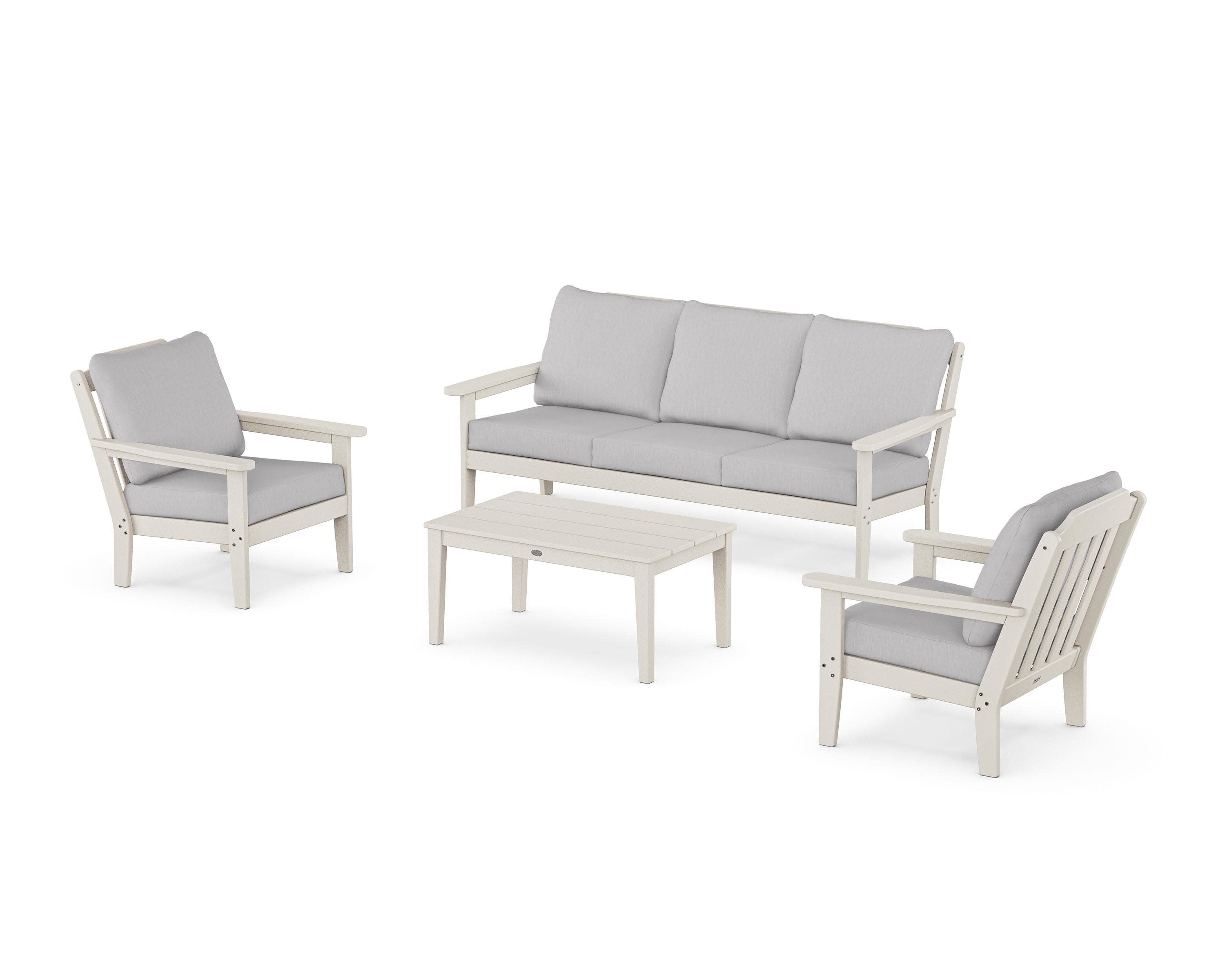 Cottage 4-Piece Deep Seating Set with Sofa in Sand / Granite