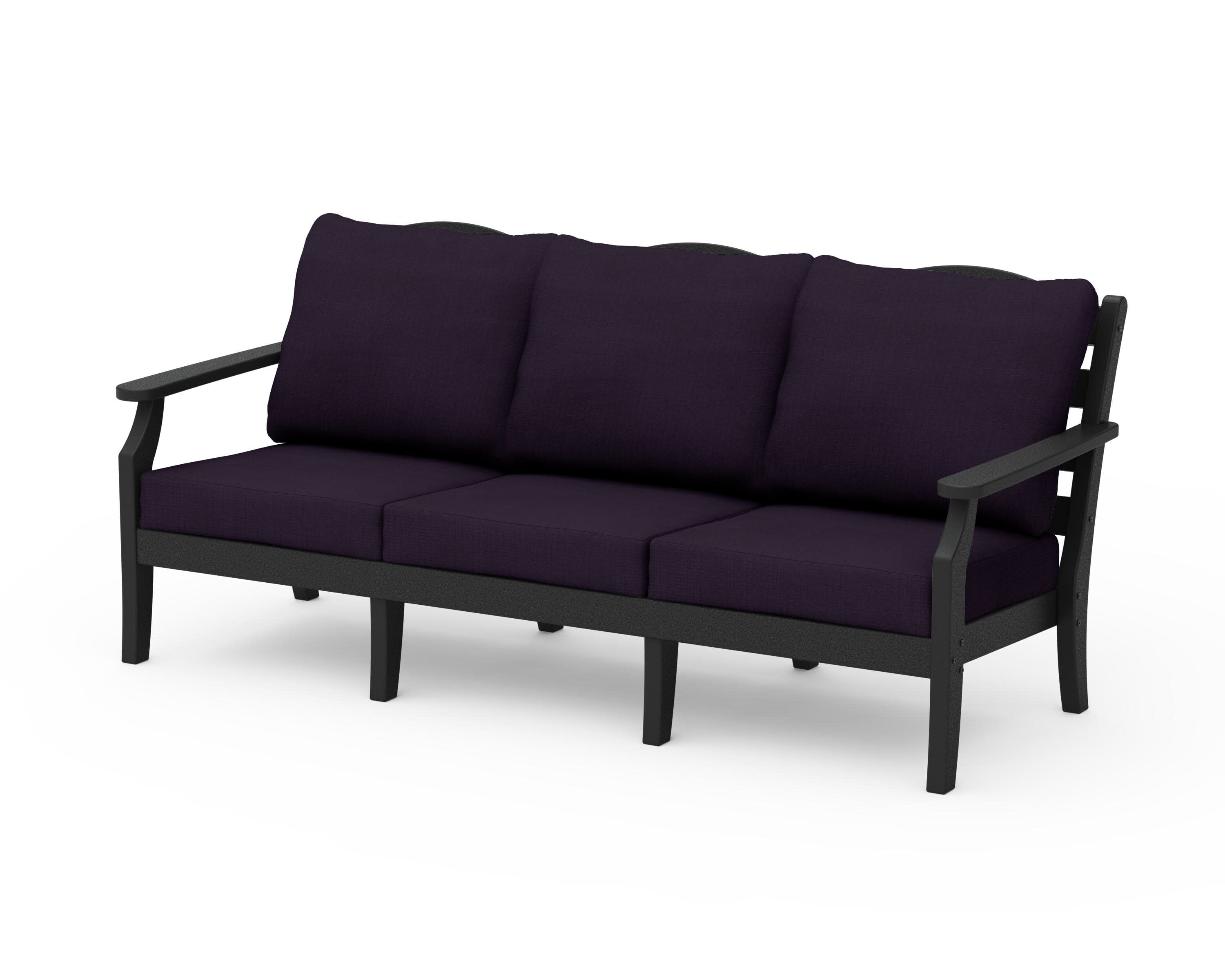 Savannah Deep Seating Sofa in Black / Navy Linen