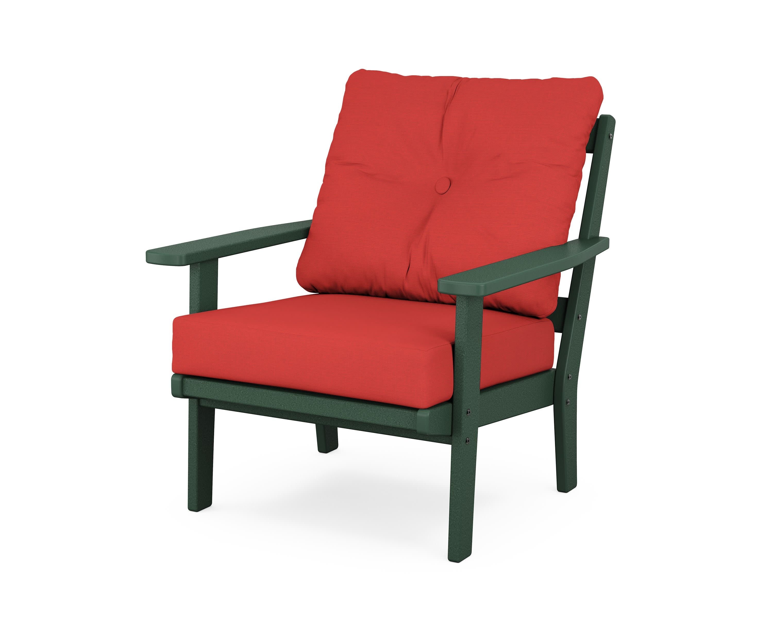 Oxford Deep Seating Chair in Green / Crimson Linen