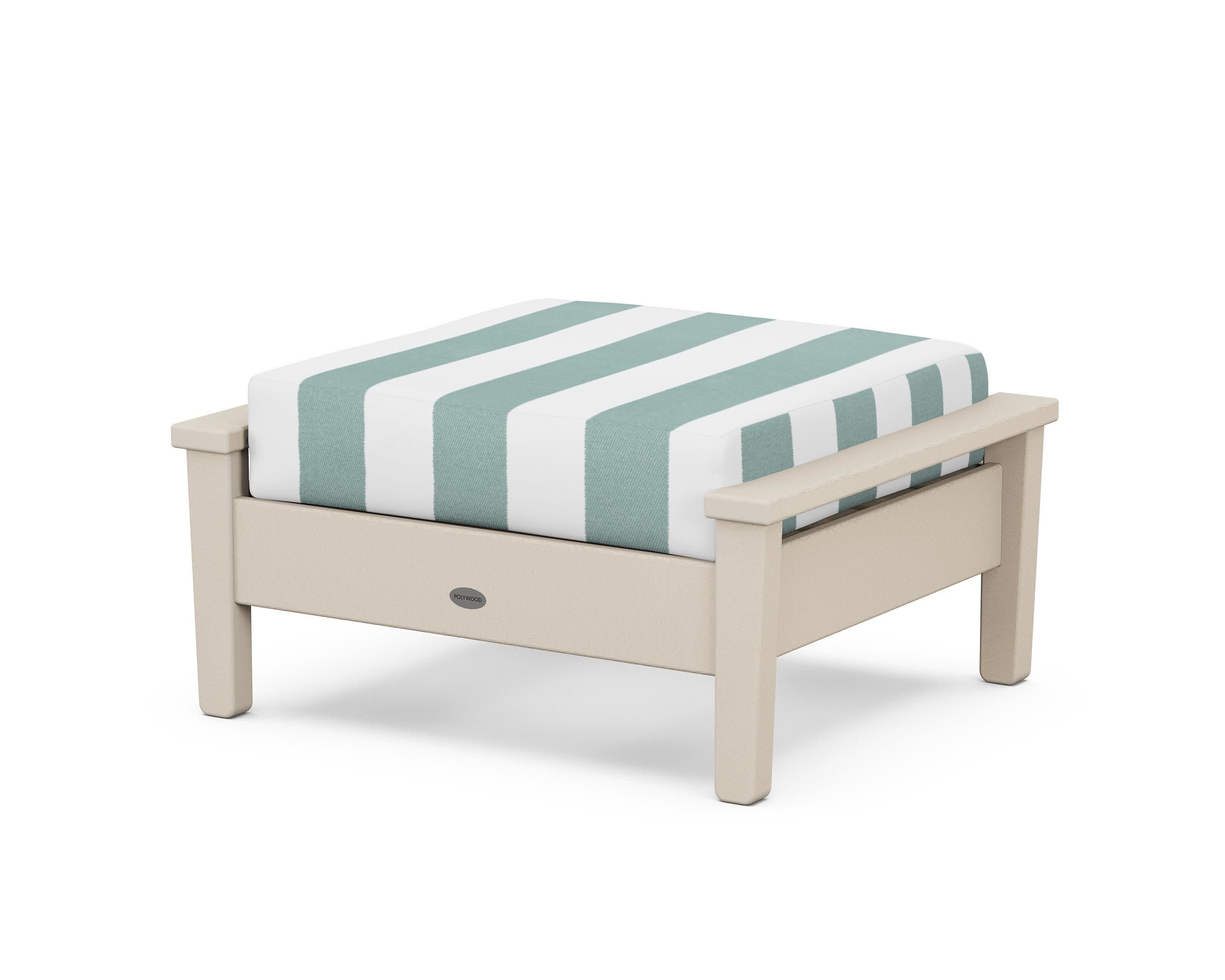 Prescott Deep Seating Ottoman in Sand / Cabana Stripe Glacier Spa