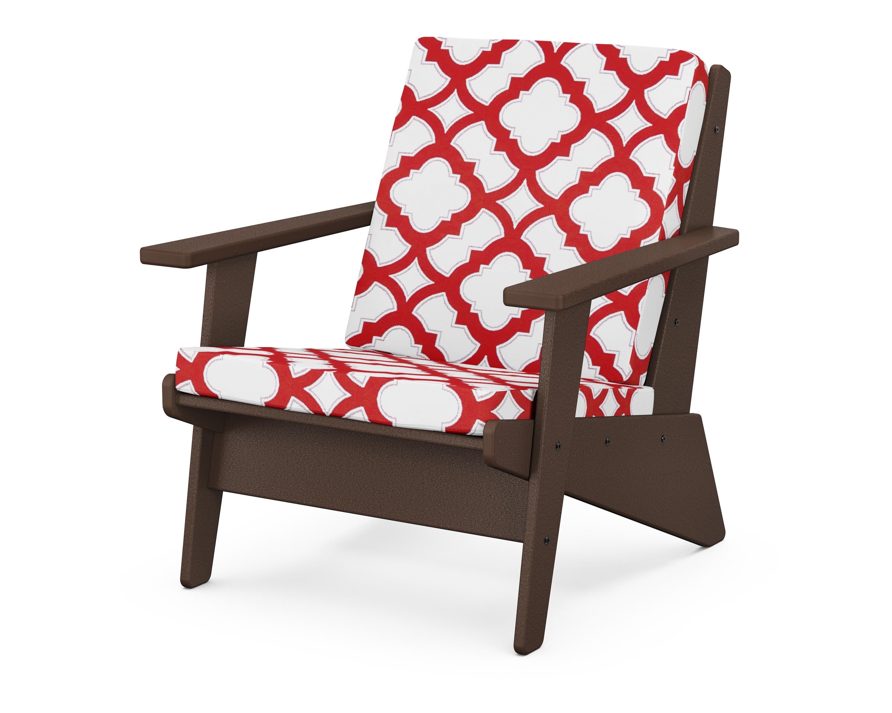 Riviera Modern Lounge Chair in Mahogany / Trellis Crimson