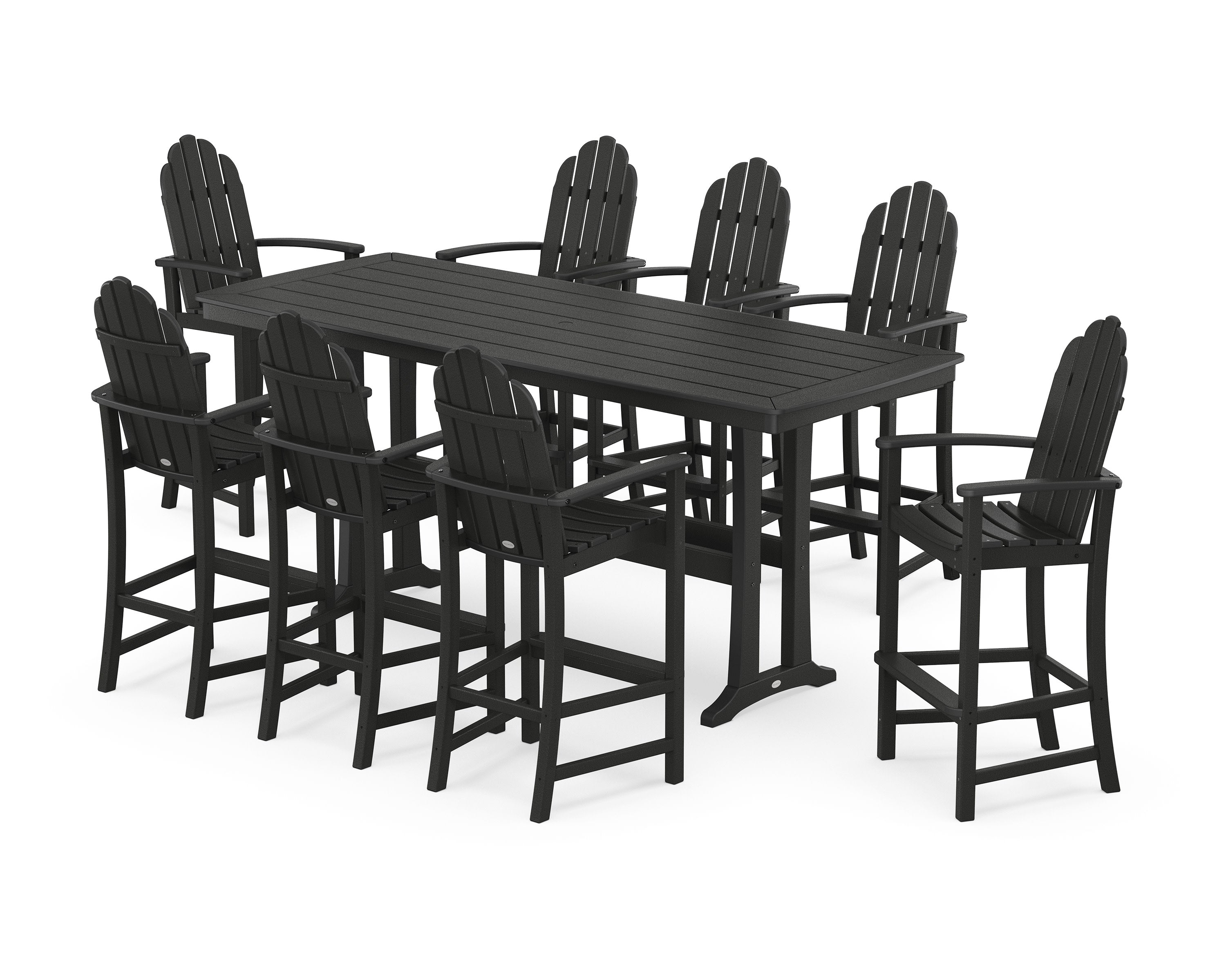 Classic Adirondack 9-Piece Bar Set with Trestle Legs in Black