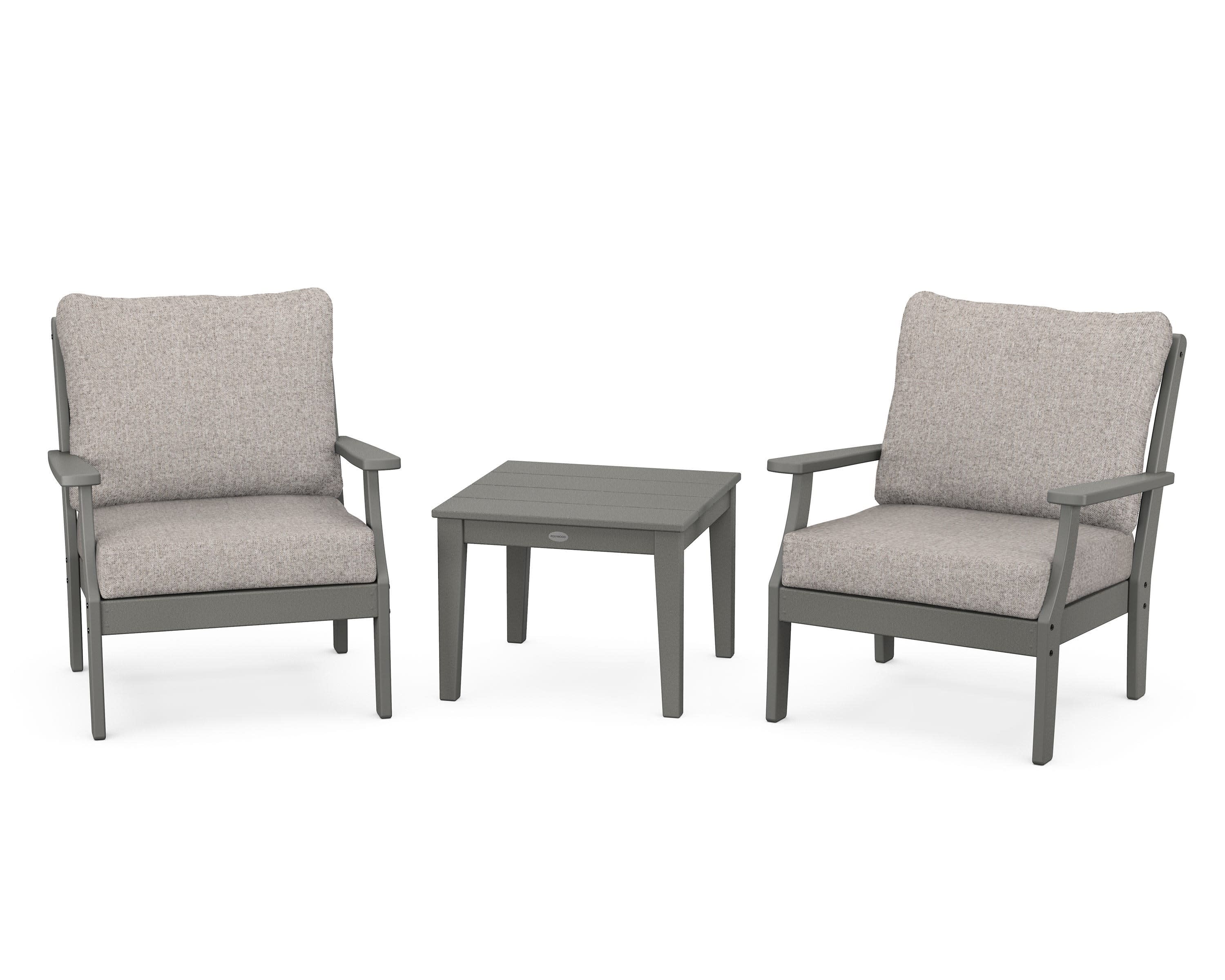 Braxton 3-Piece Deep Seating Set in Slate Grey / Weathered Tweed