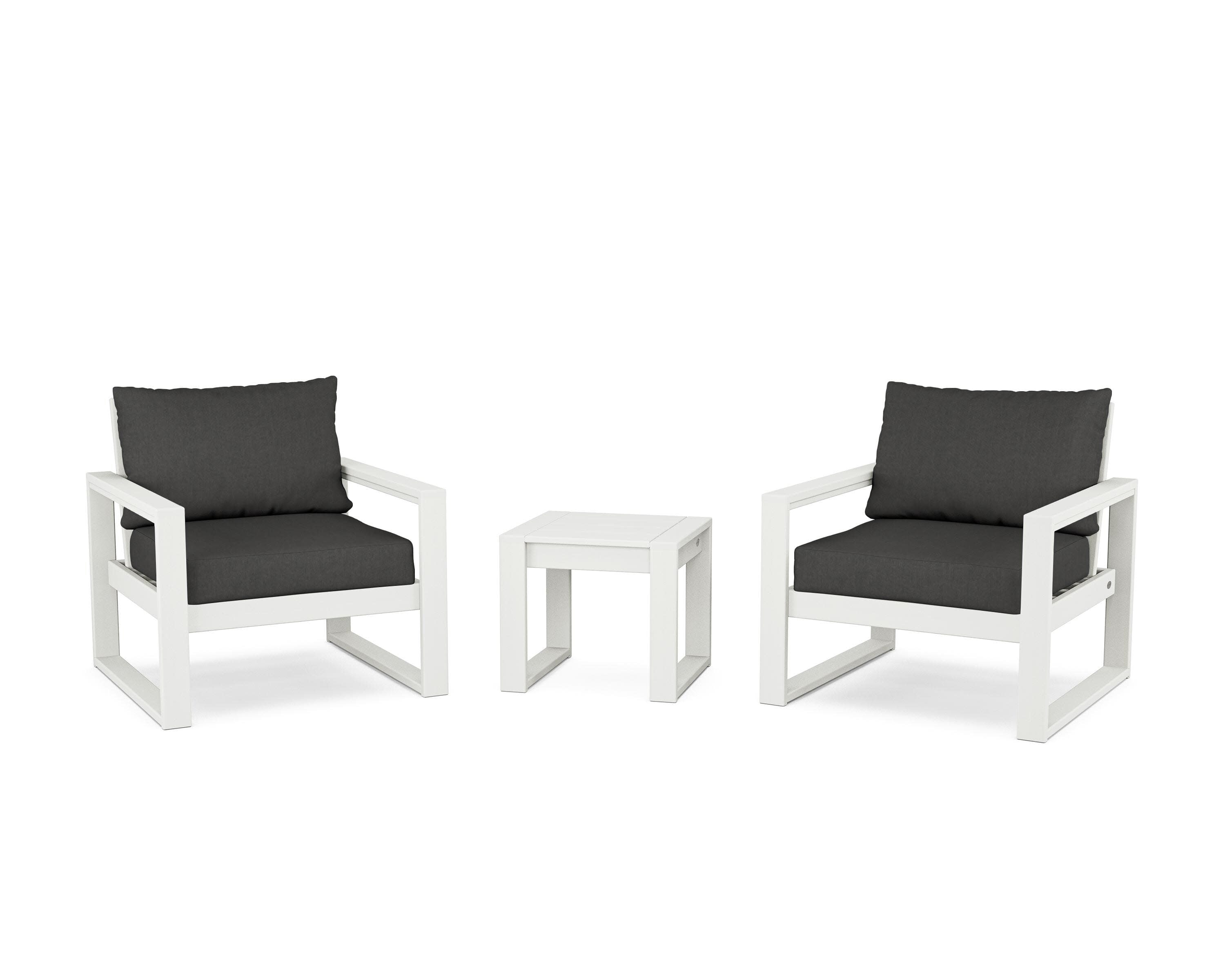 EDGE Sectional 3-Piece Deep Seating Set in Vintage White / Spectrum Carbon