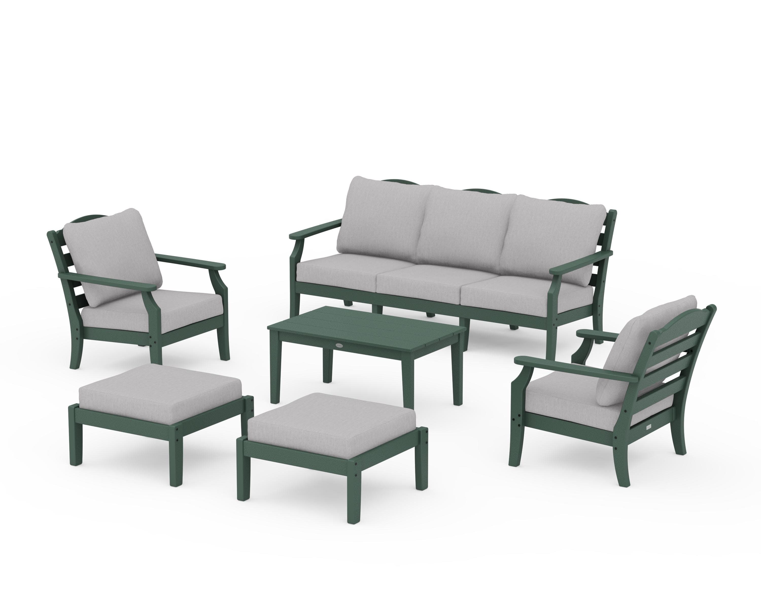 Savannah 6-Piece Lounge Sofa Set in Green / Granite