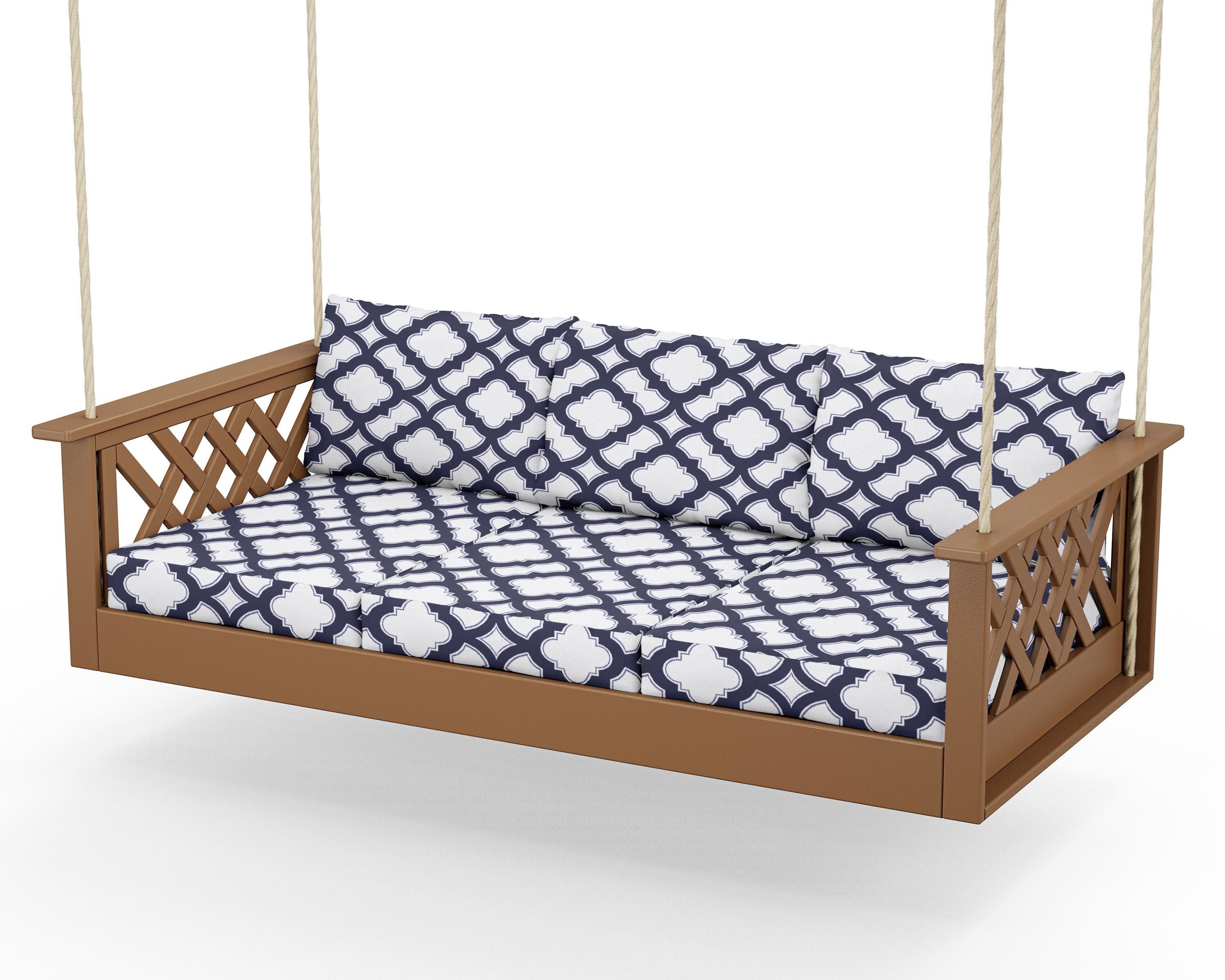 Wovendale Daybed Swing in Teak / Trellis Navy