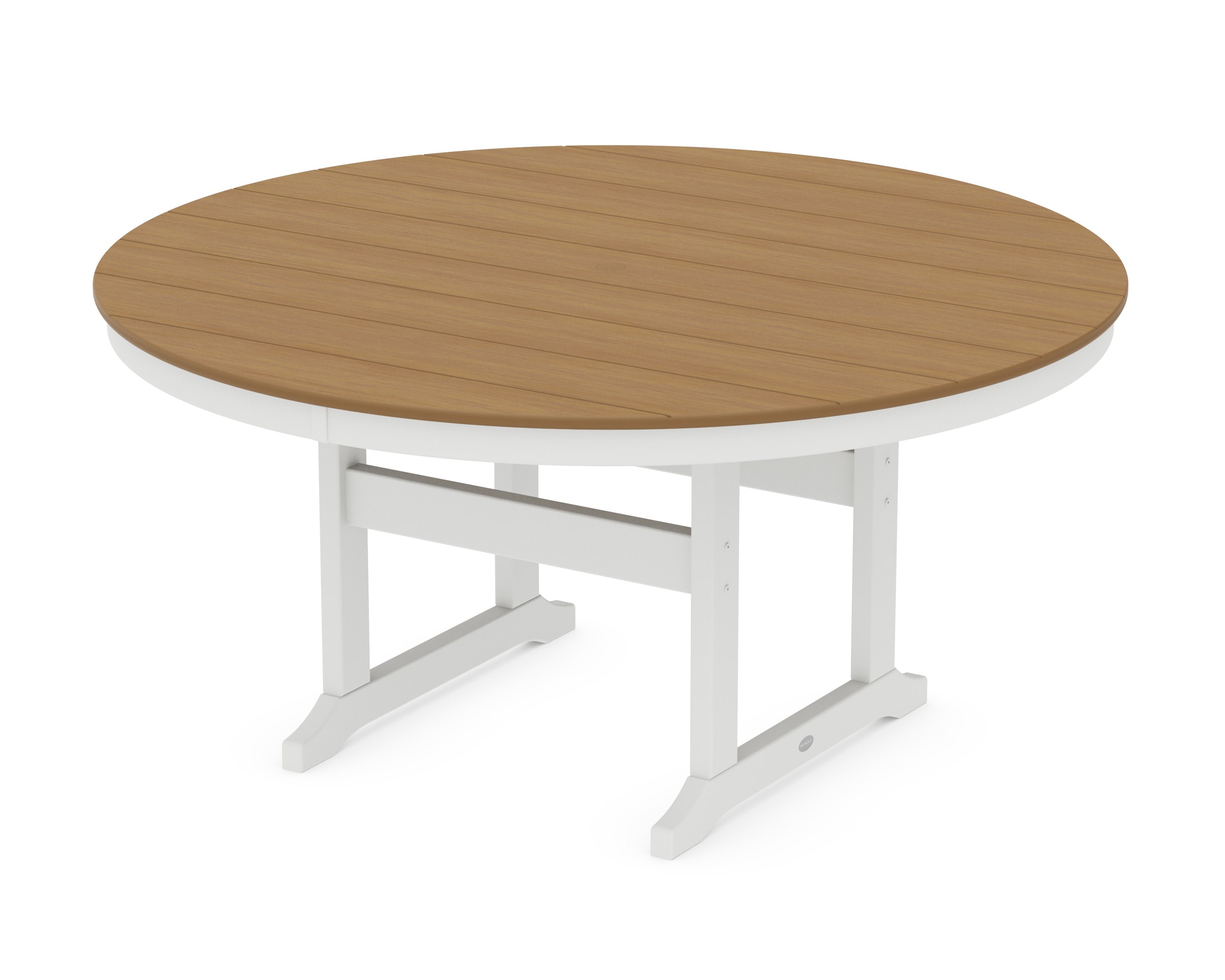 60" Round Farmhouse Dining Table in White / Natural