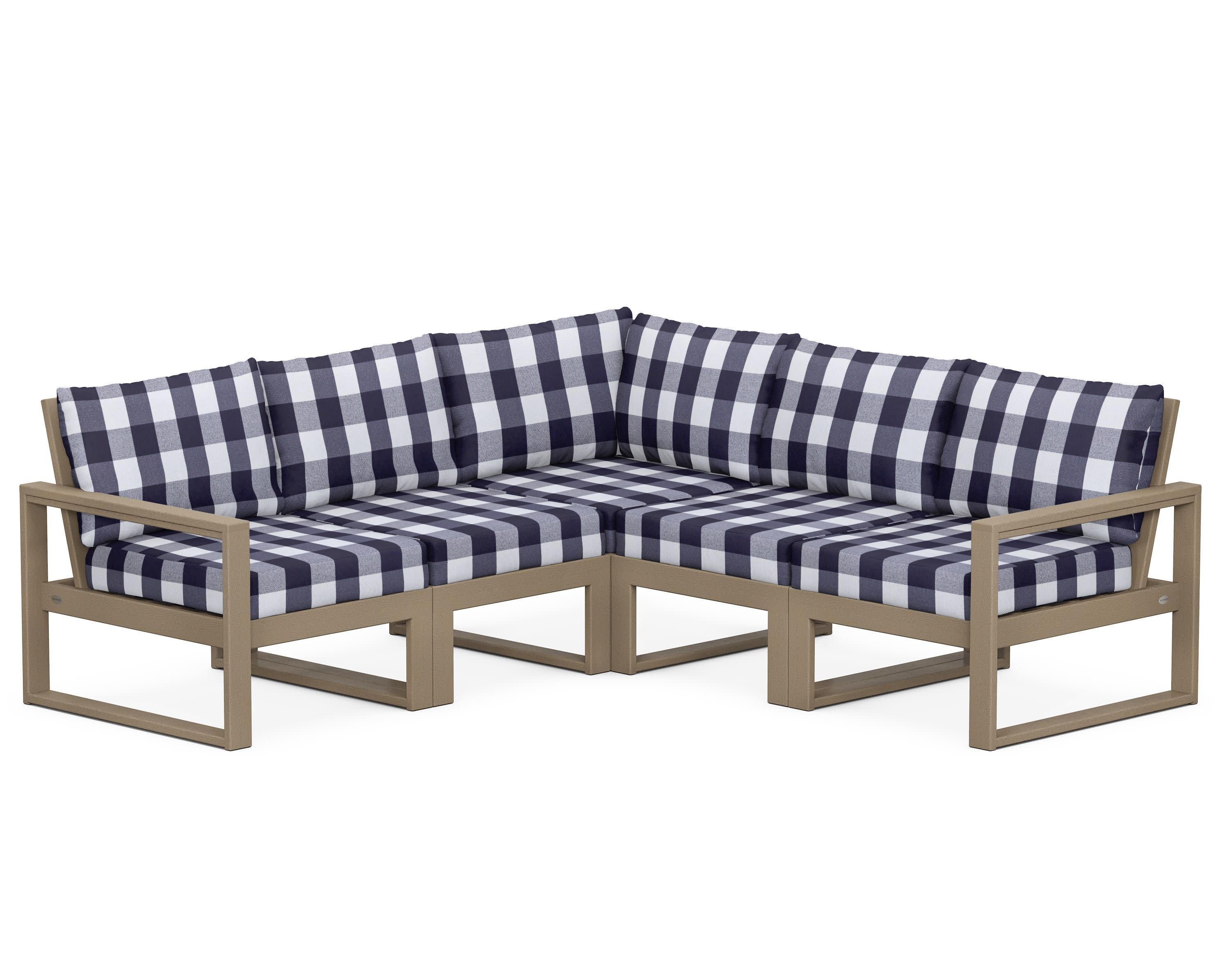 EDGE 5-Piece Modular Deep Seating Set in Vintage Sahara / Buffalo Plaid Navy