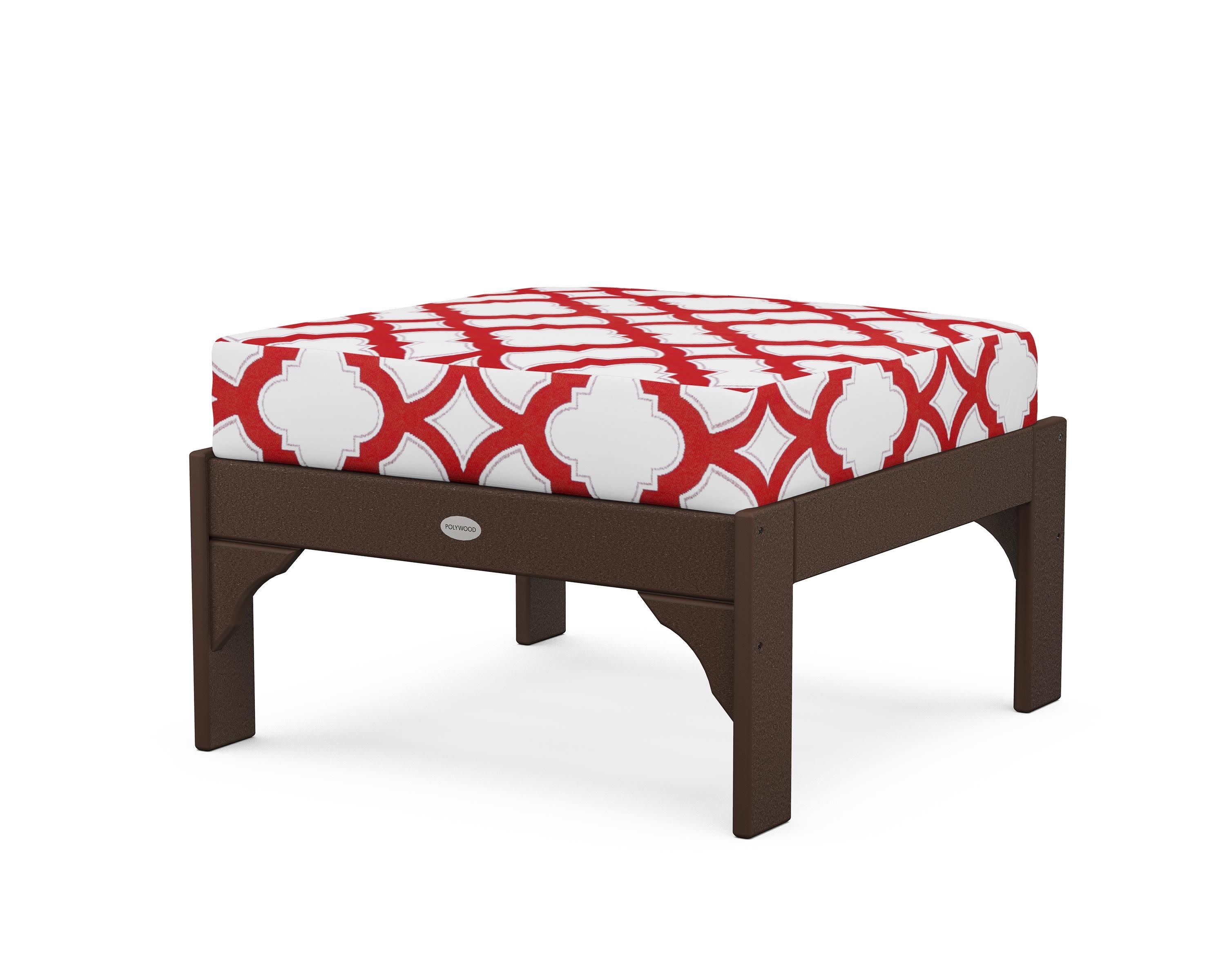 Vineyard Deep Seating Ottoman in Mahogany / Trellis Crimson