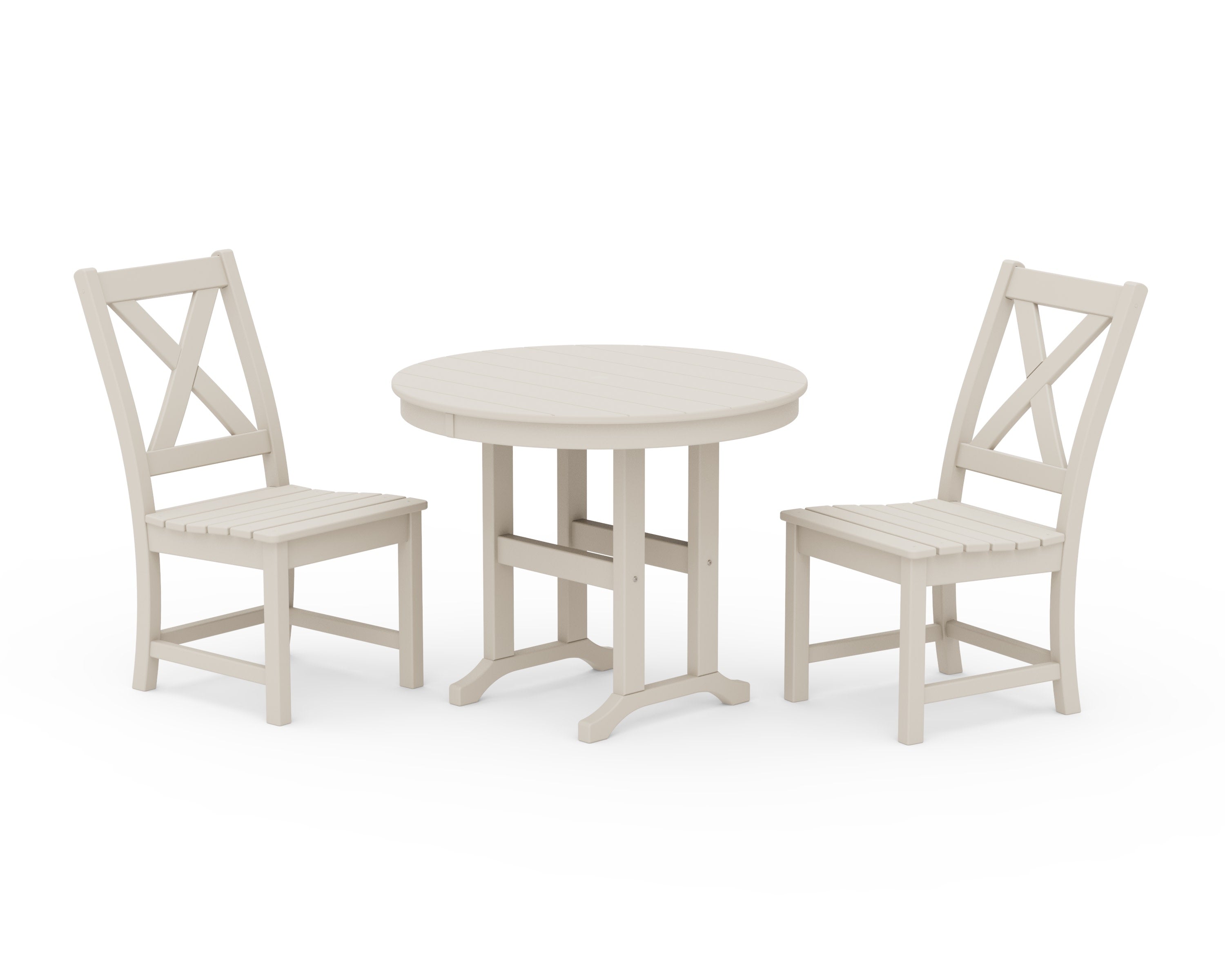 Braxton Side Chair 3-Piece Round Dining Set in Sand