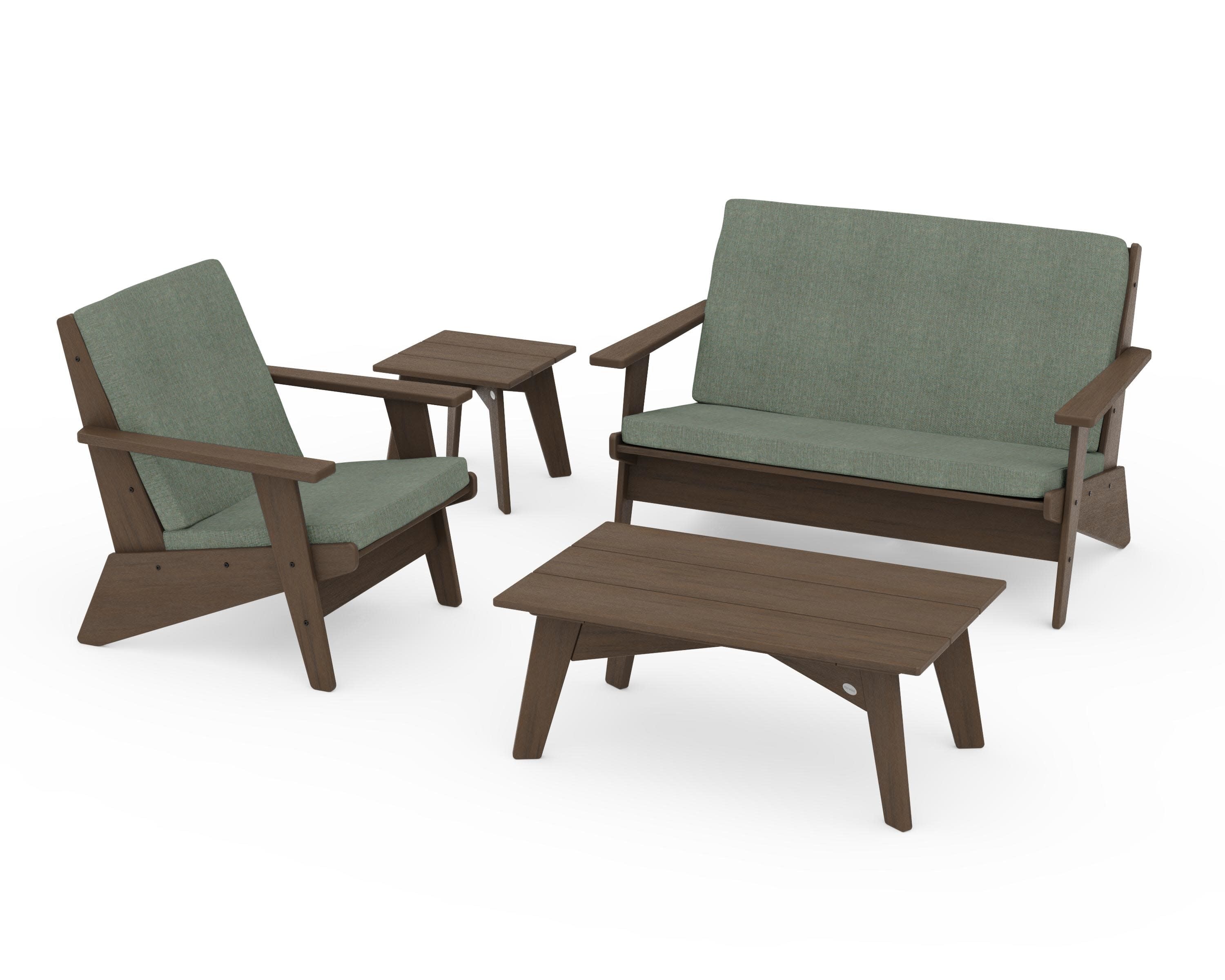 Riviera Modern Lounge 4-Piece Set in Kona / Cast Sage