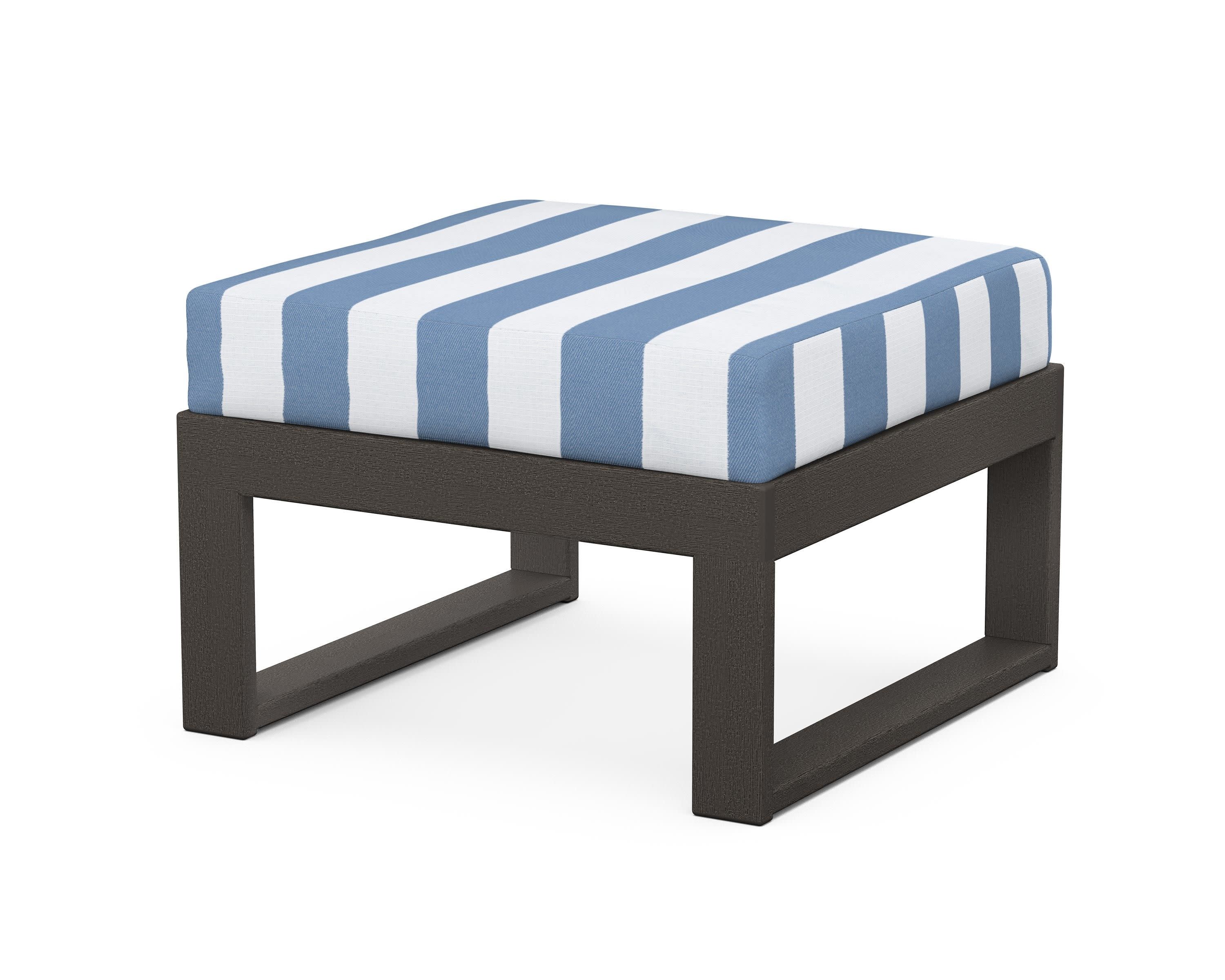 Modular Ottoman - Modern in Vintage Coffee / Cabana Stripe Sky Blue