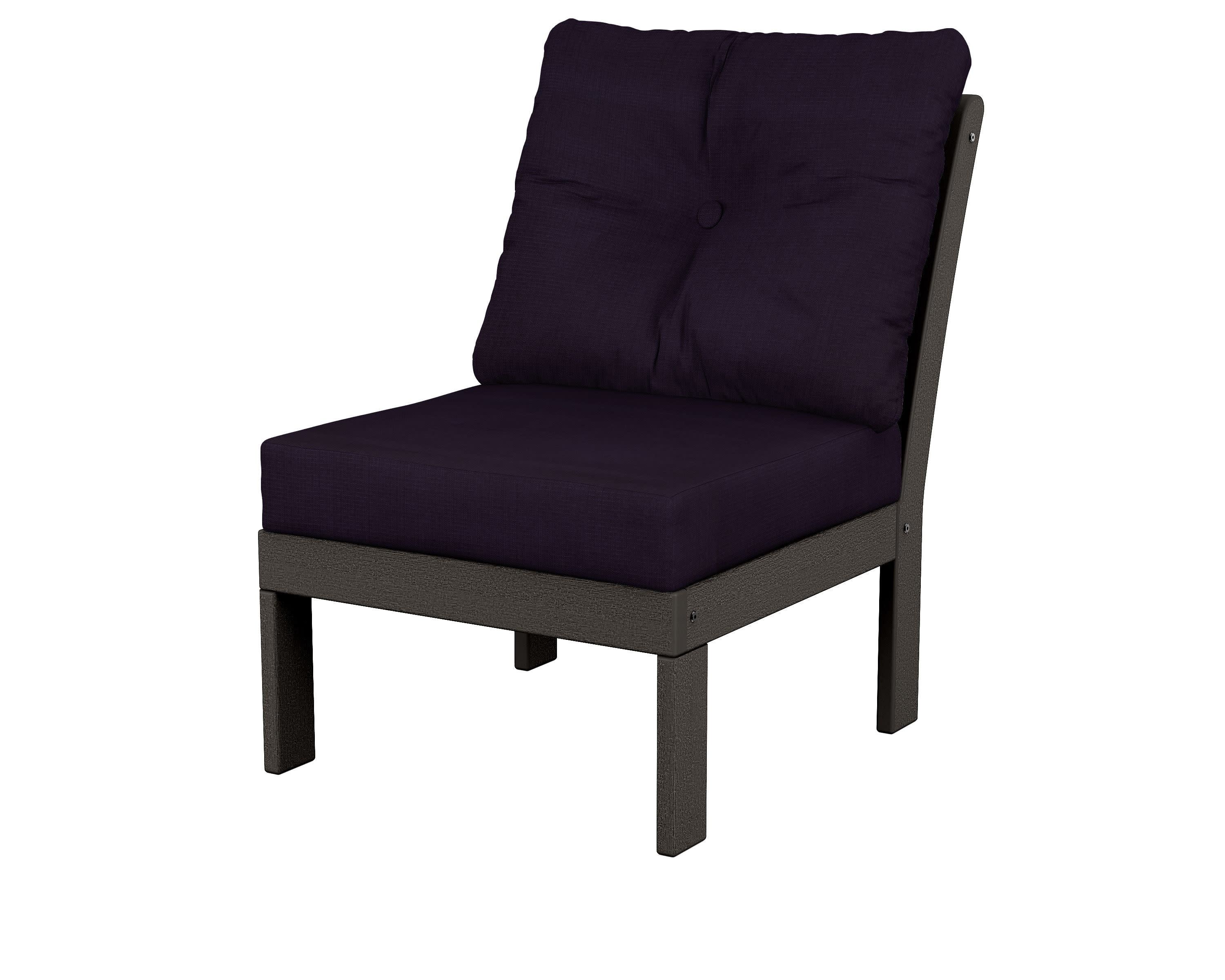 Vineyard Modular Armless Chair in Vintage Coffee / Navy Linen
