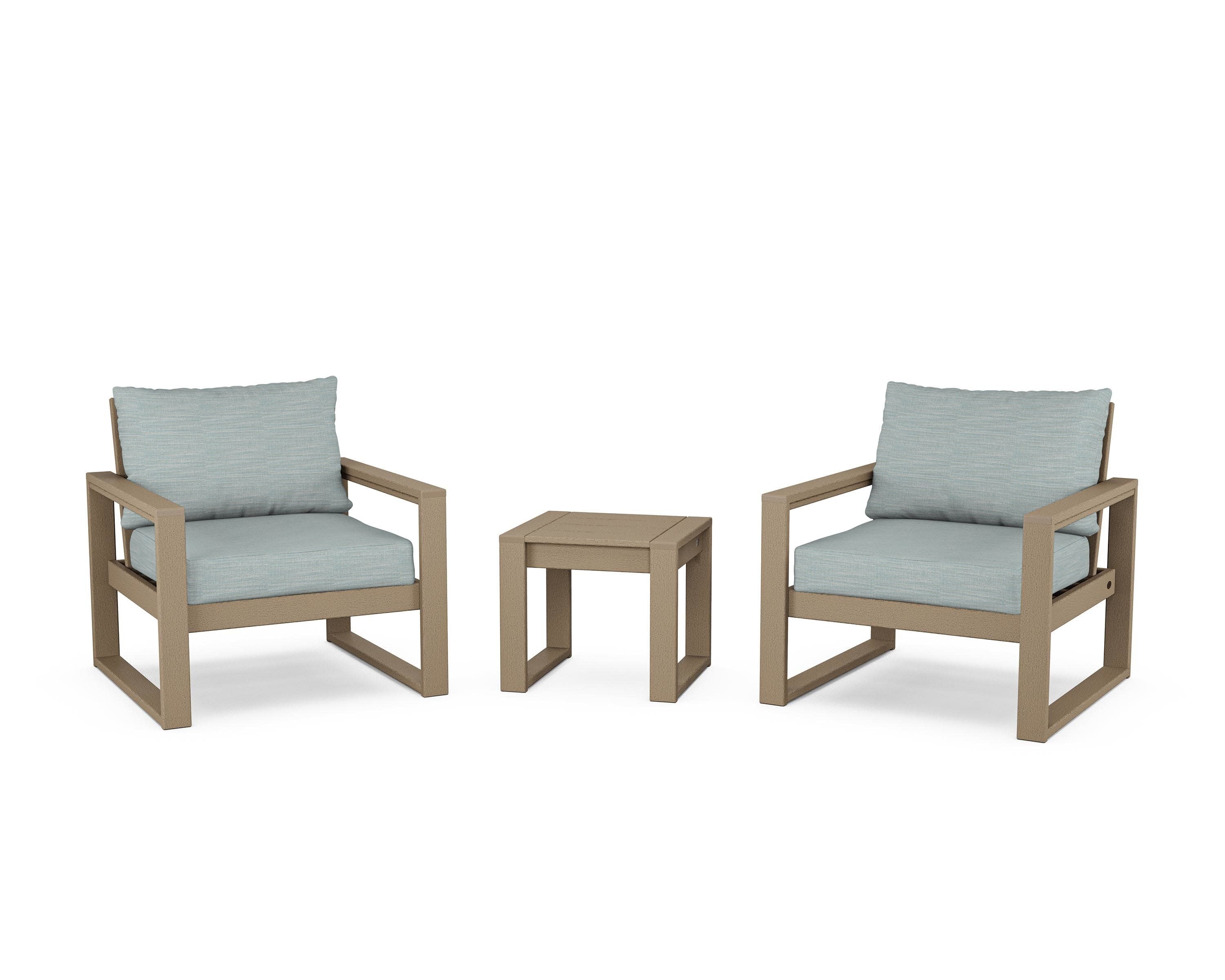 EDGE Sectional 3-Piece Deep Seating Set in Vintage Sahara / Soothe Mist