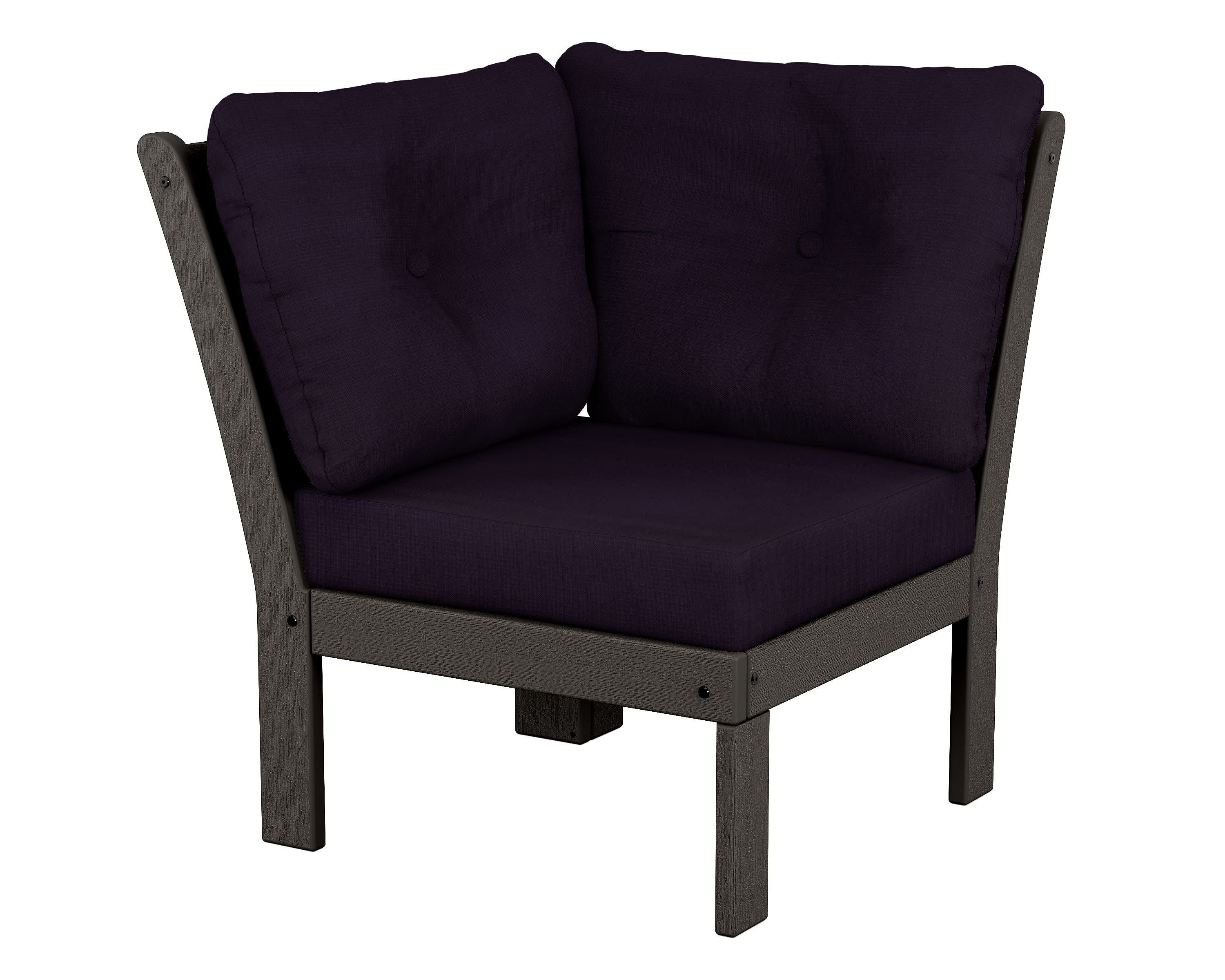 Vineyard Modular Corner Chair in Vintage Coffee / Navy Linen