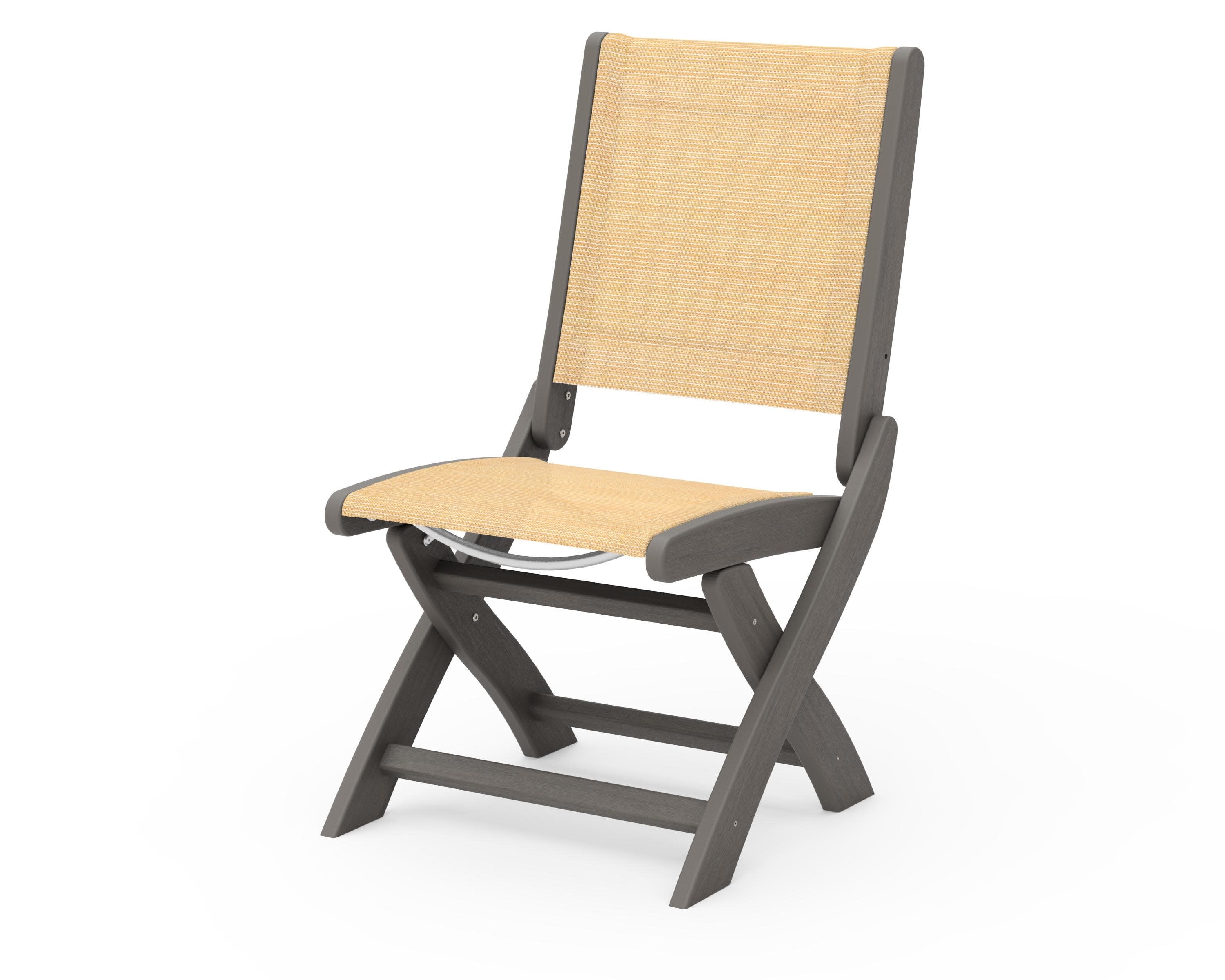 Coastal Folding Side Chair in Driftwood / Dupioni Apricot Sling