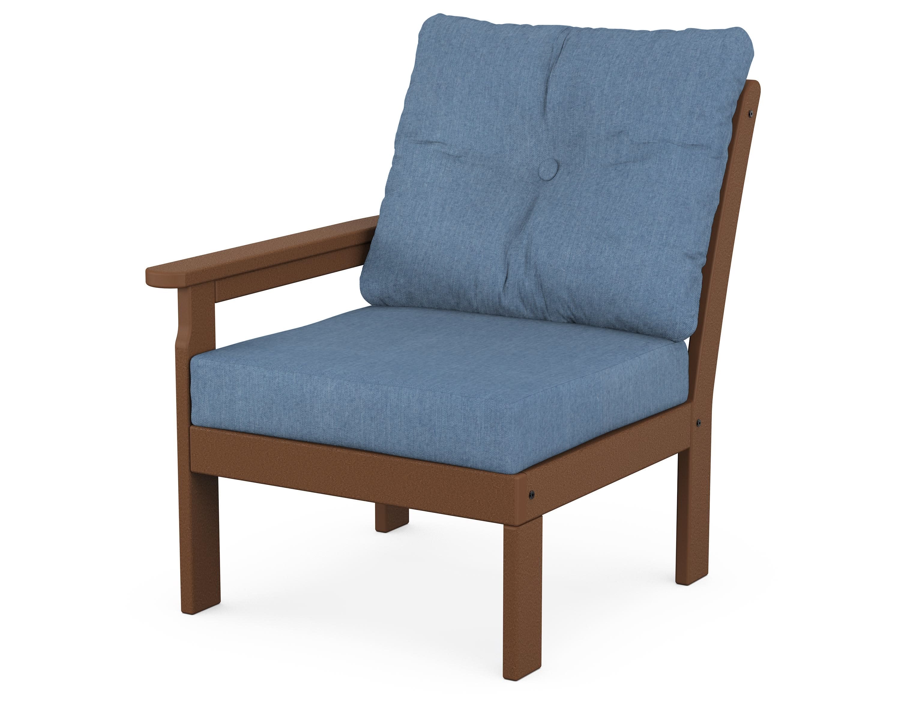 Vineyard Modular Left Arm Chair in Teak / Sky Blue