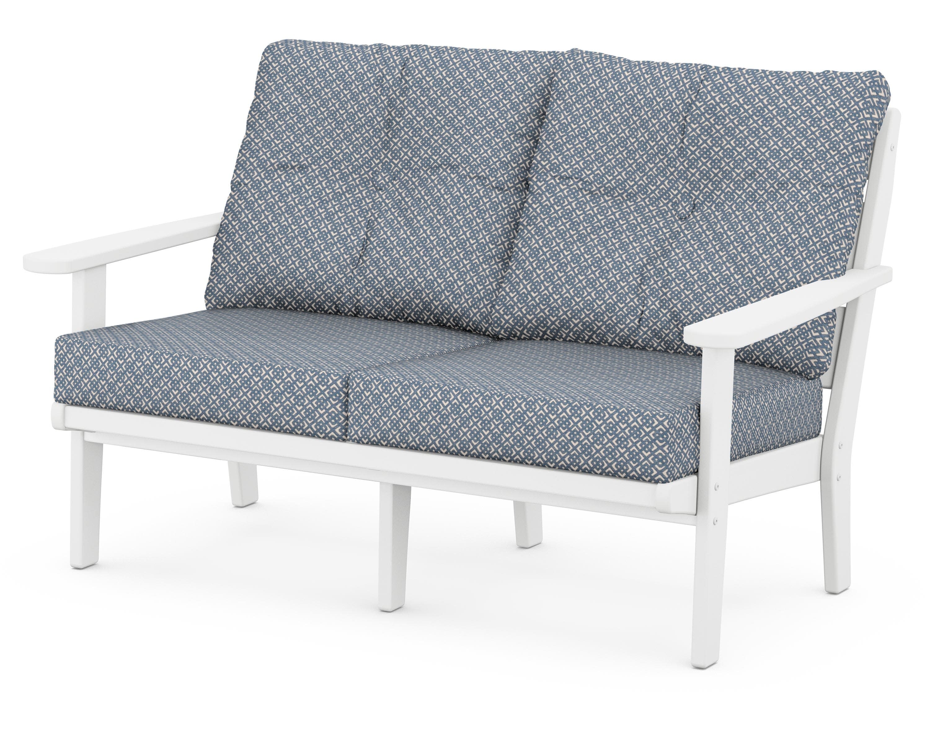 Lakeside Deep Seating Loveseat in White / Hopscotch