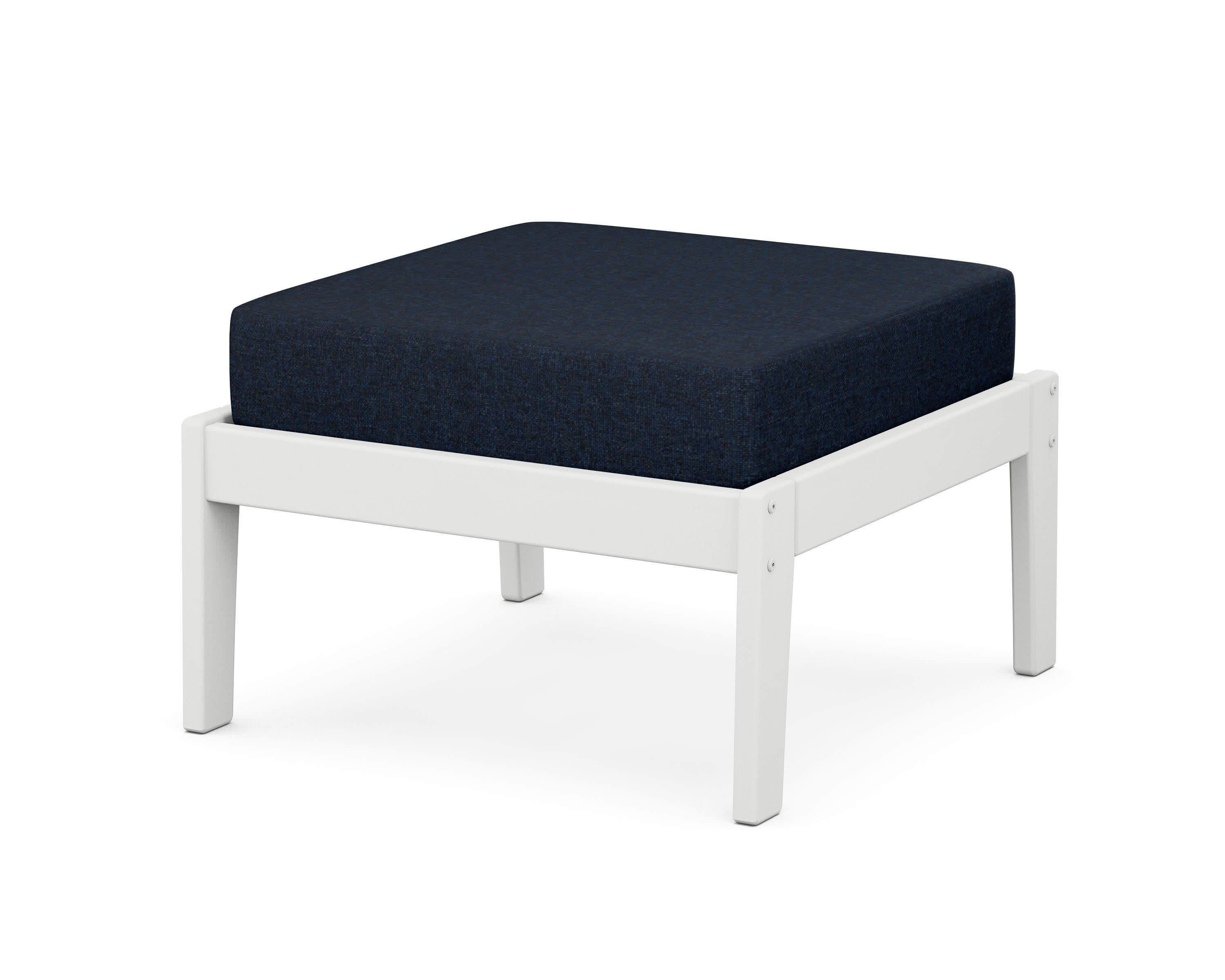 Deep Seating Ottoman in White / Marine Indigo