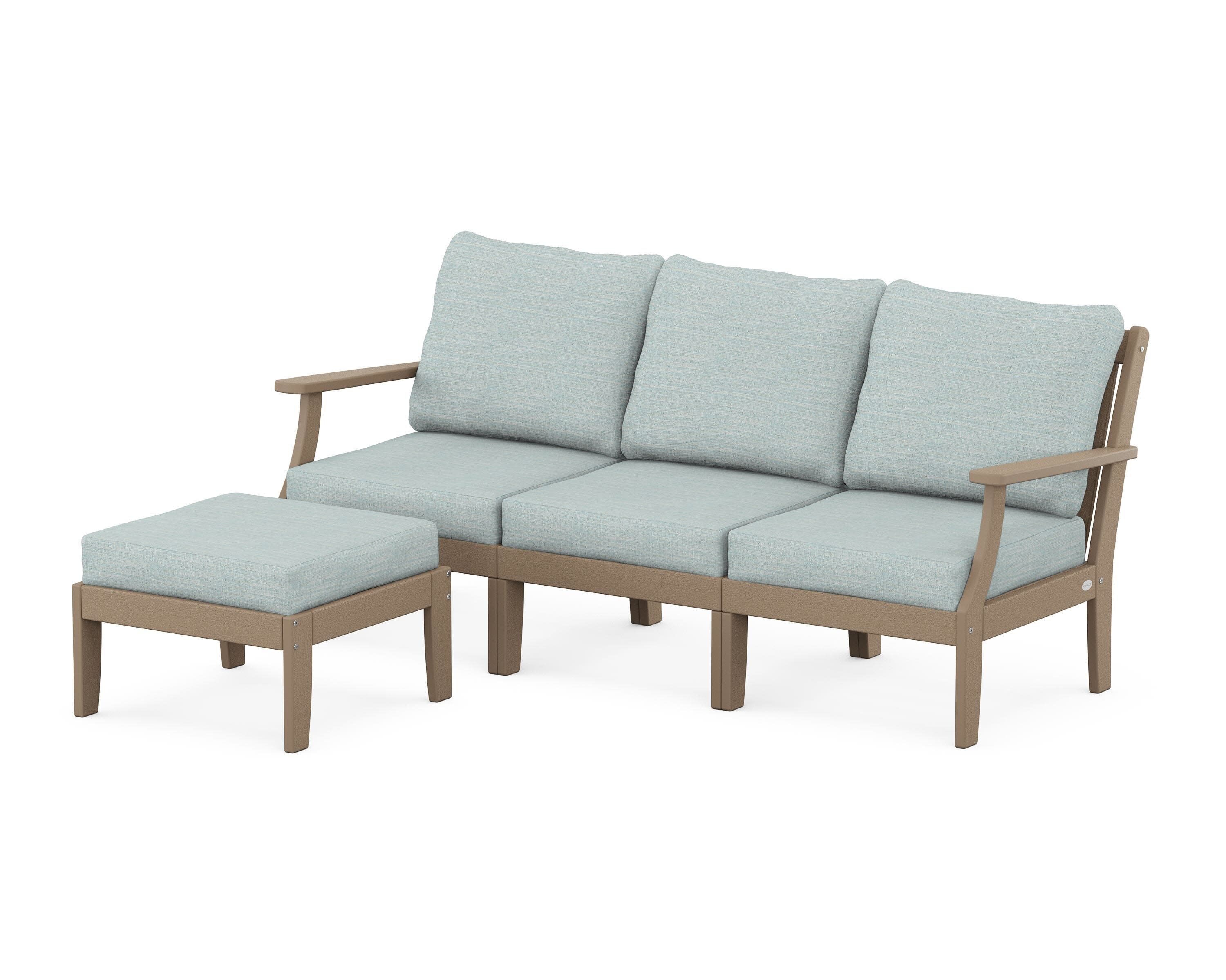 Braxton Modular 4-Piece Deep Seating Set with Ottoman in Vintage Sahara / Soothe Mist