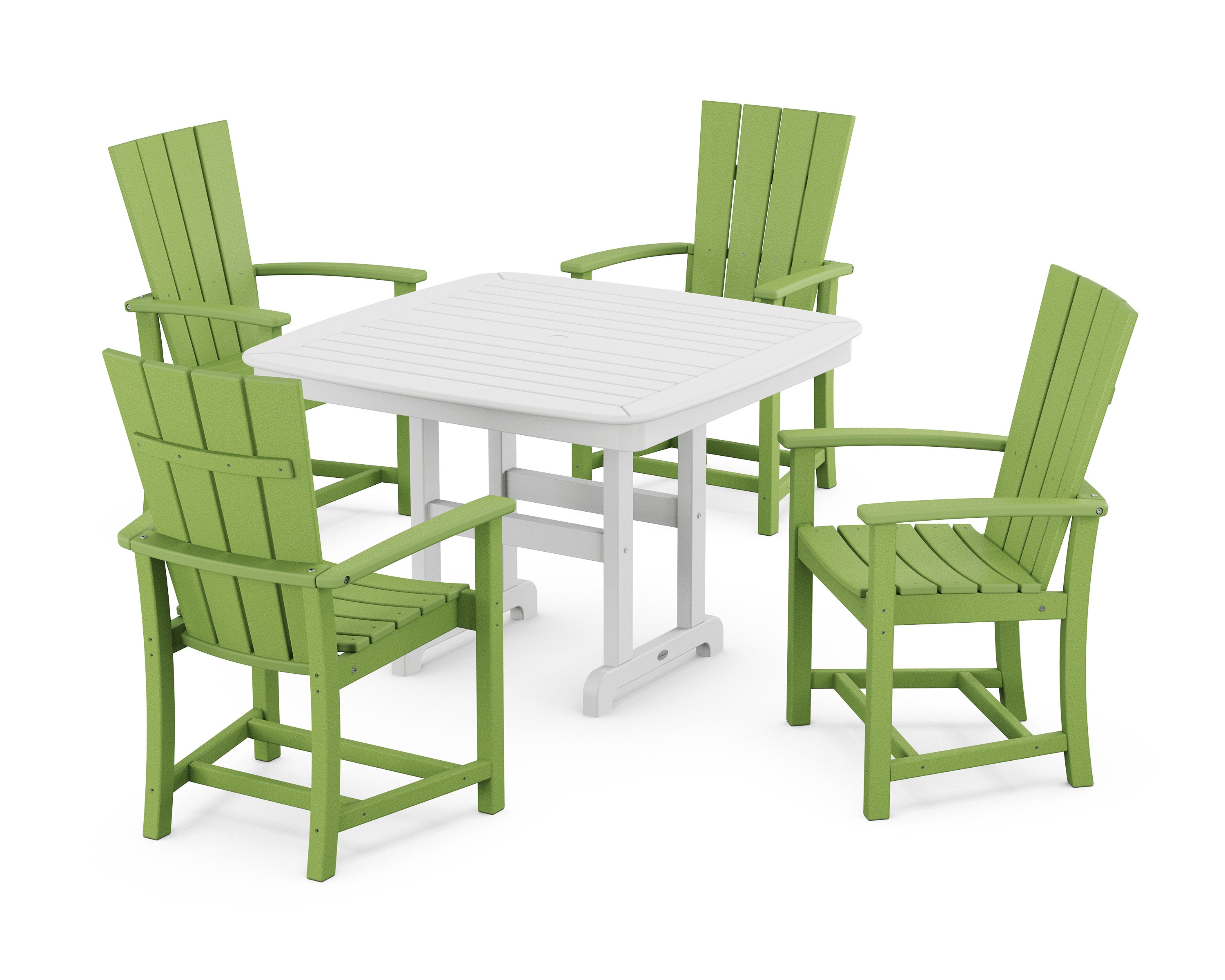 Quattro 5-Piece Dining Set with Trestle Legs in Lime / White