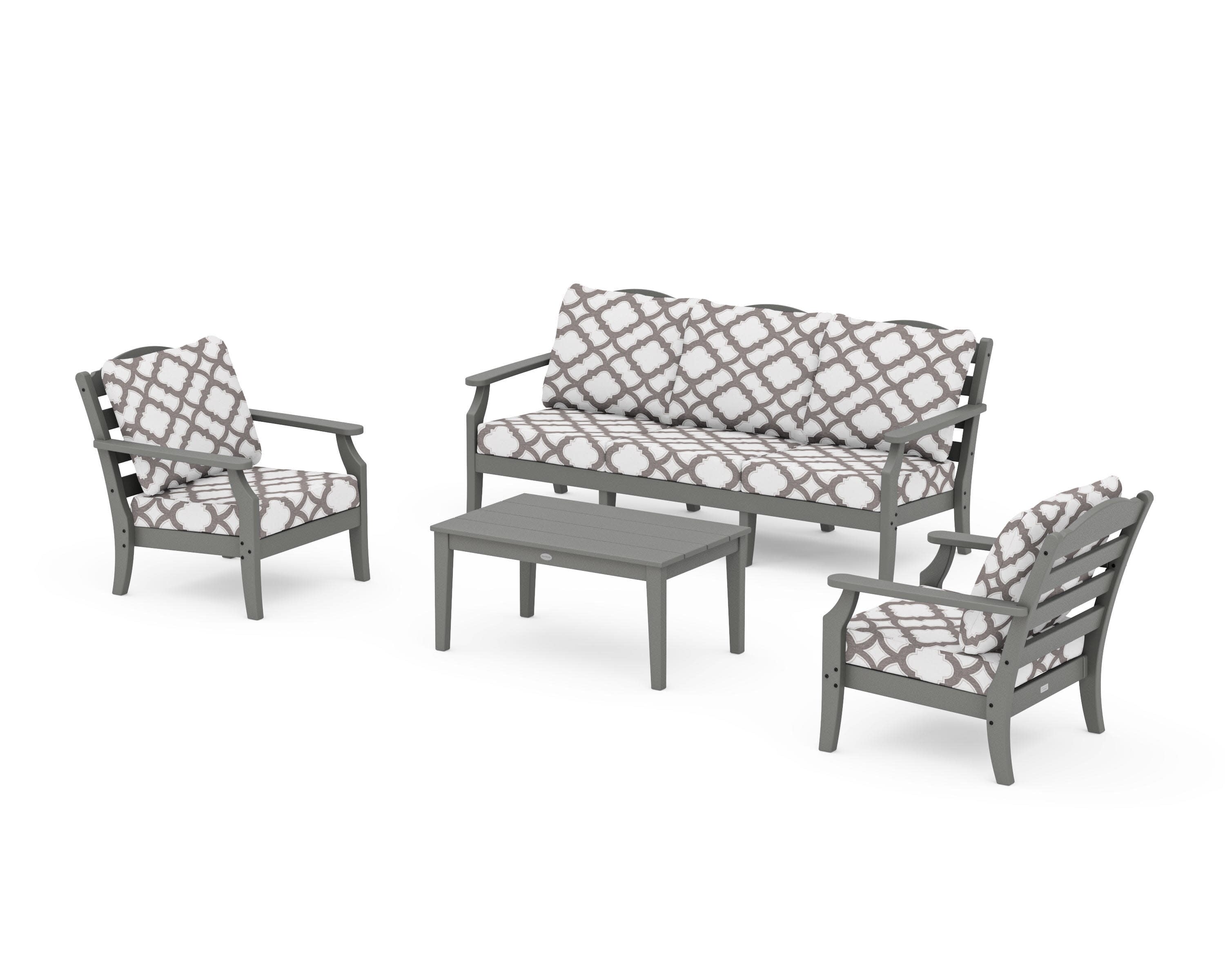Savannah 4-Piece Deep Seating Set with Sofa in Slate Grey / Trellis Grey Mist