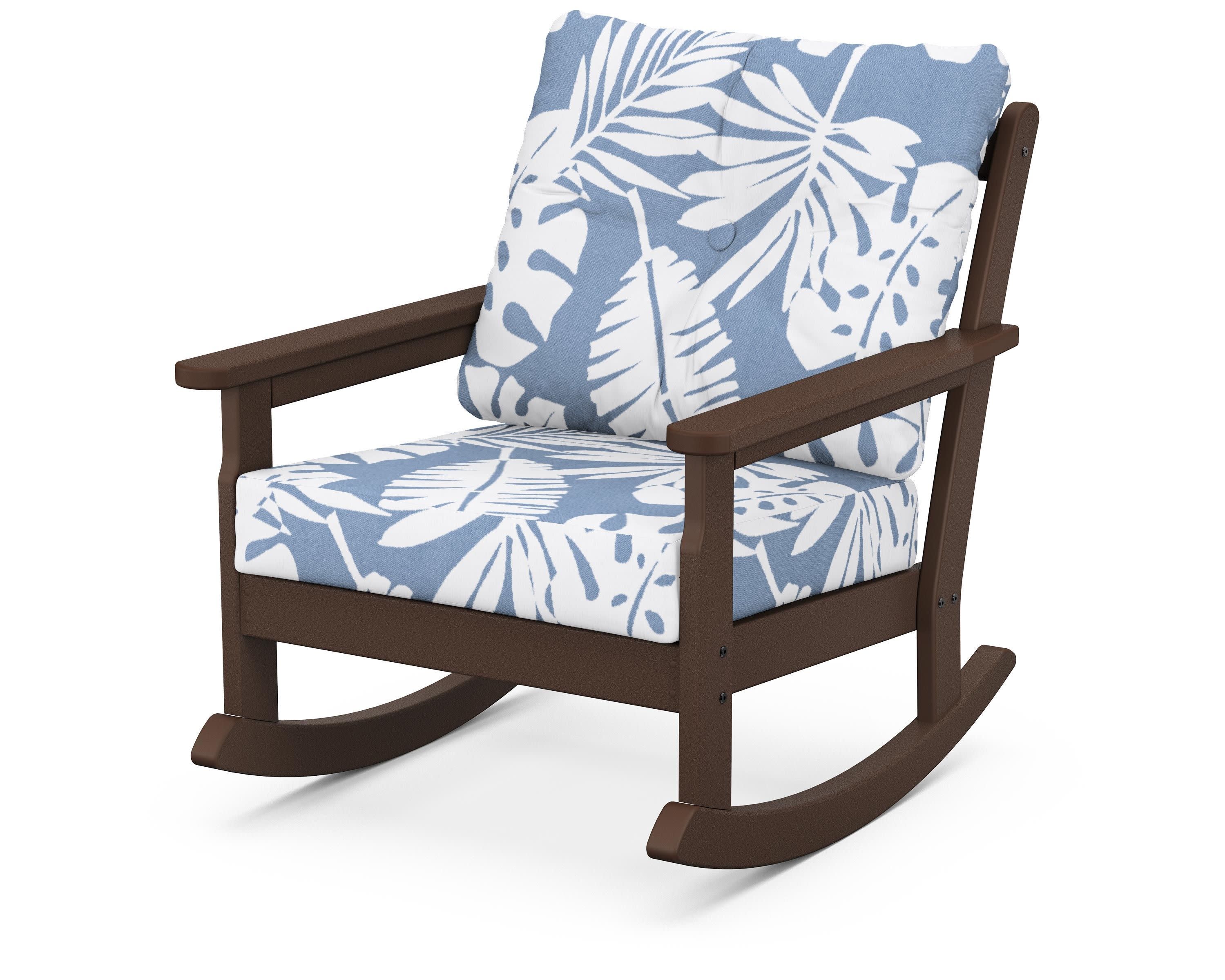 Vineyard Deep Seating Rocking Chair in Mahogany / Leaf Sky Blue