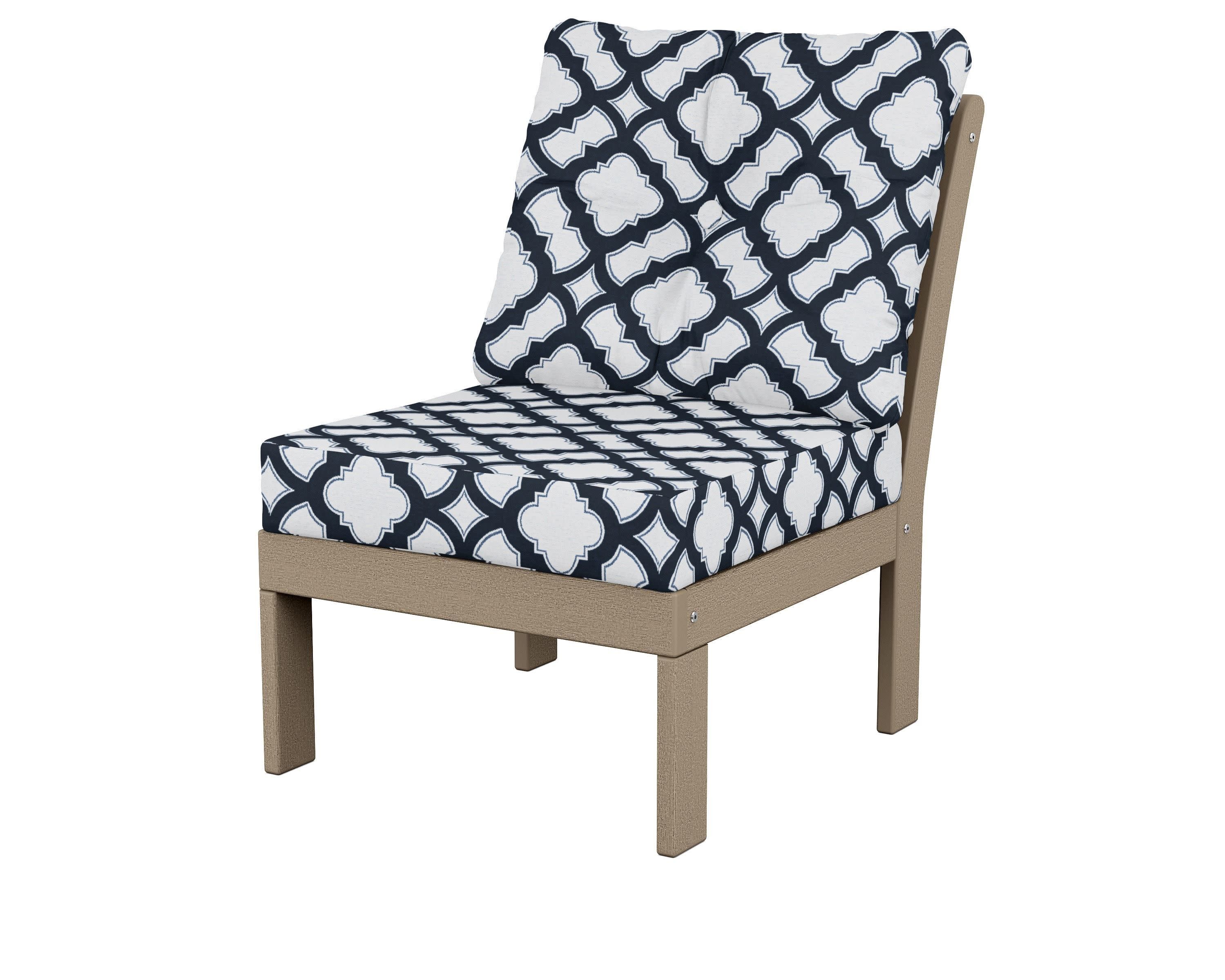Vineyard Modular Armless Chair in Vintage Sahara / Trellis Marine Indigo