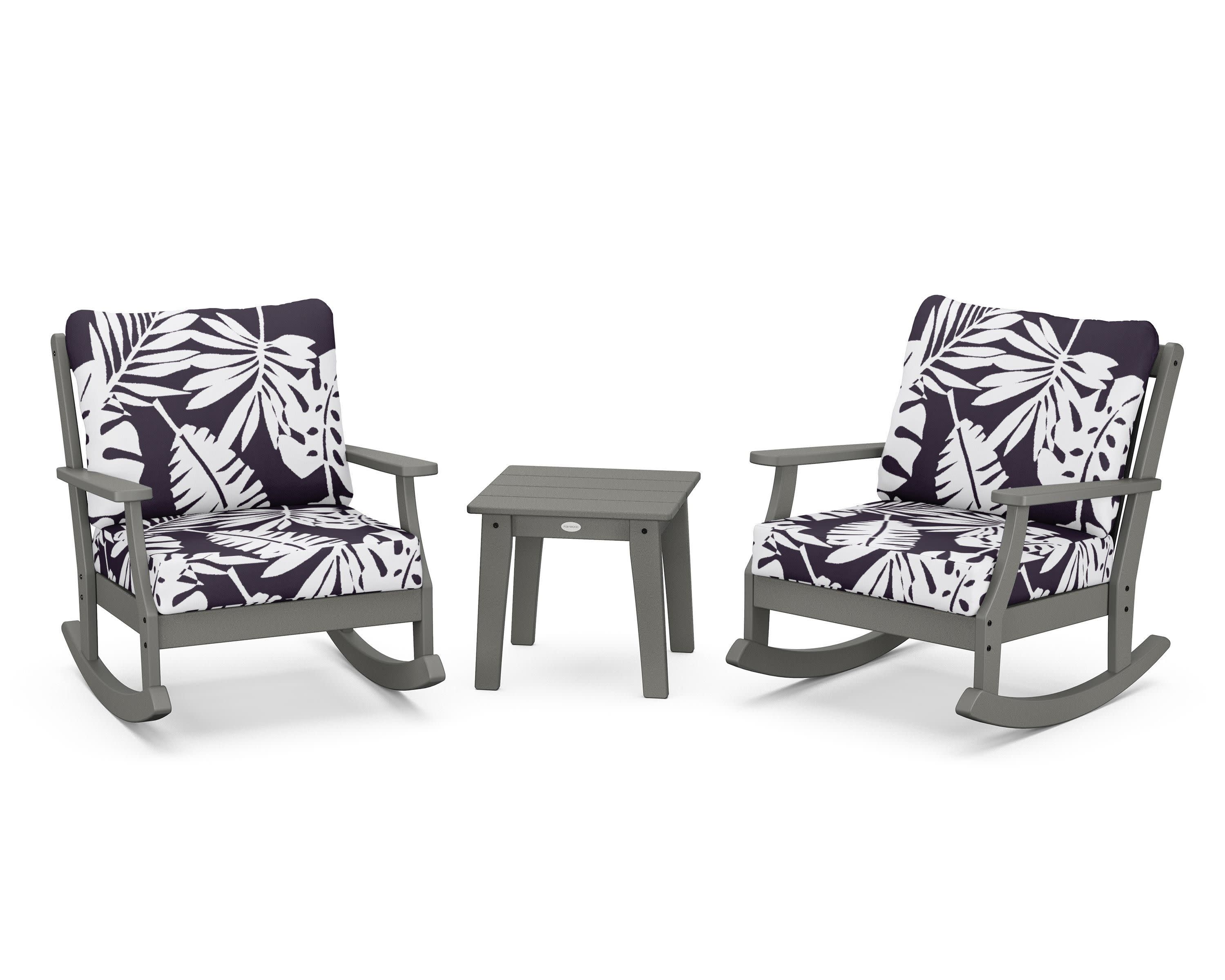Braxton 3-Piece Deep Seating Rocker Set in Slate Grey / Leaf Navy