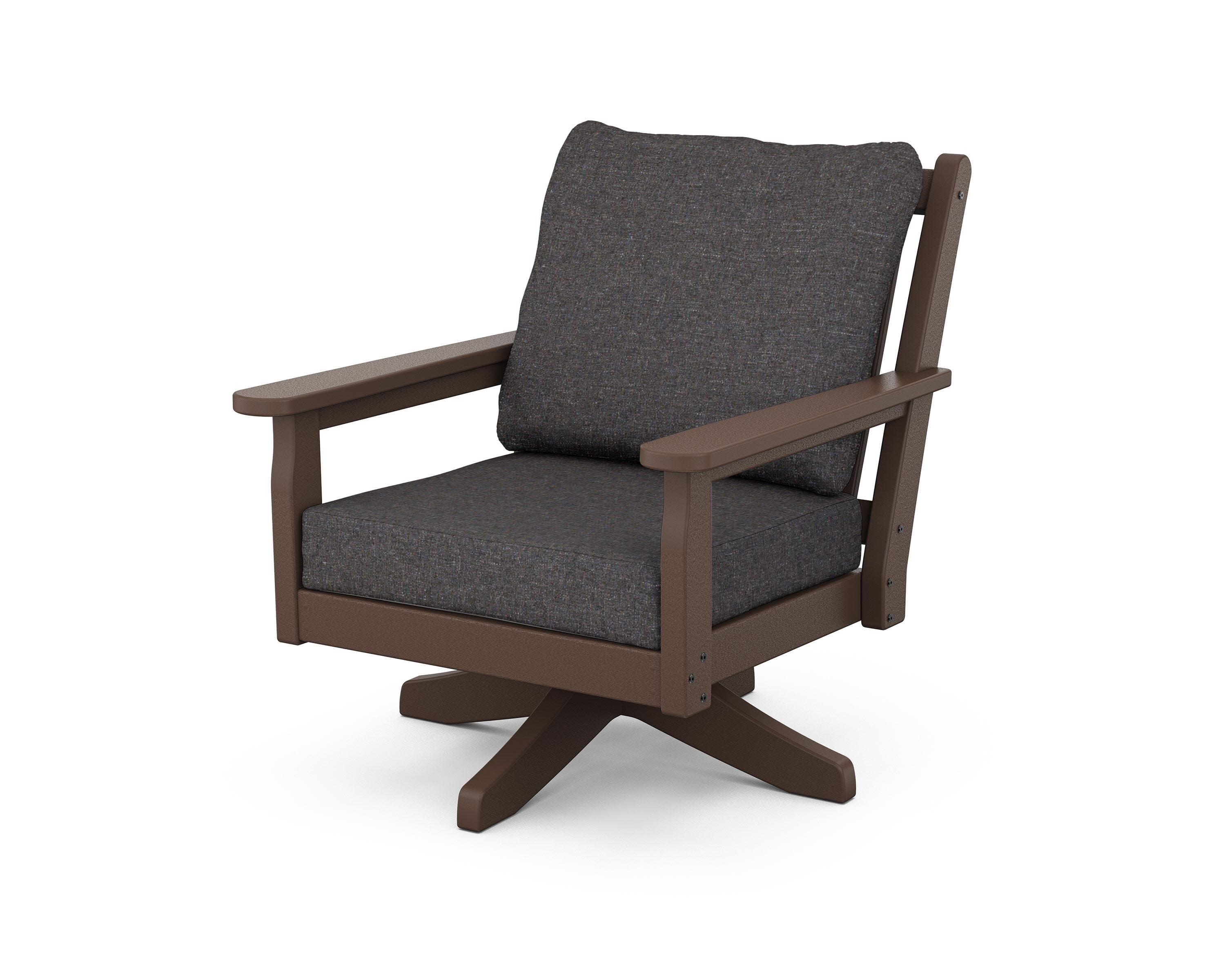 Chippendale Deep Seating Swivel Chair in Mahogany / Ash Charcoal