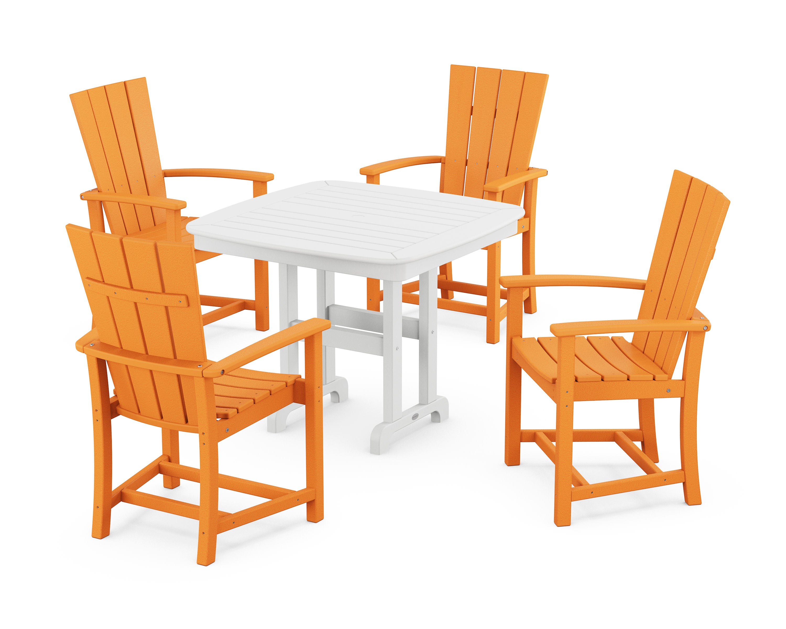 Quattro 5-Piece Dining Set in Tangerine / White