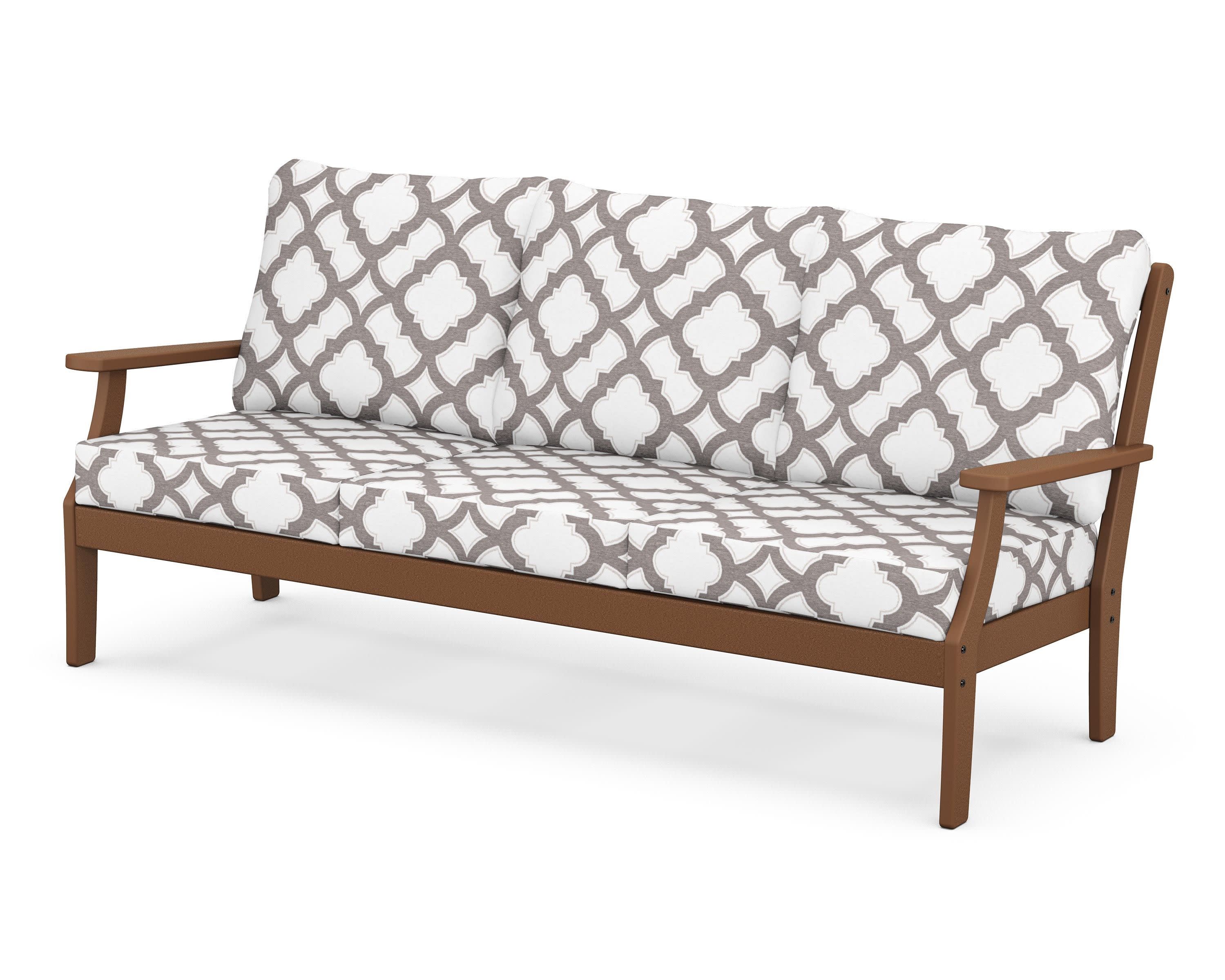 Braxton Deep Seating Sofa in Teak / Trellis Grey Mist