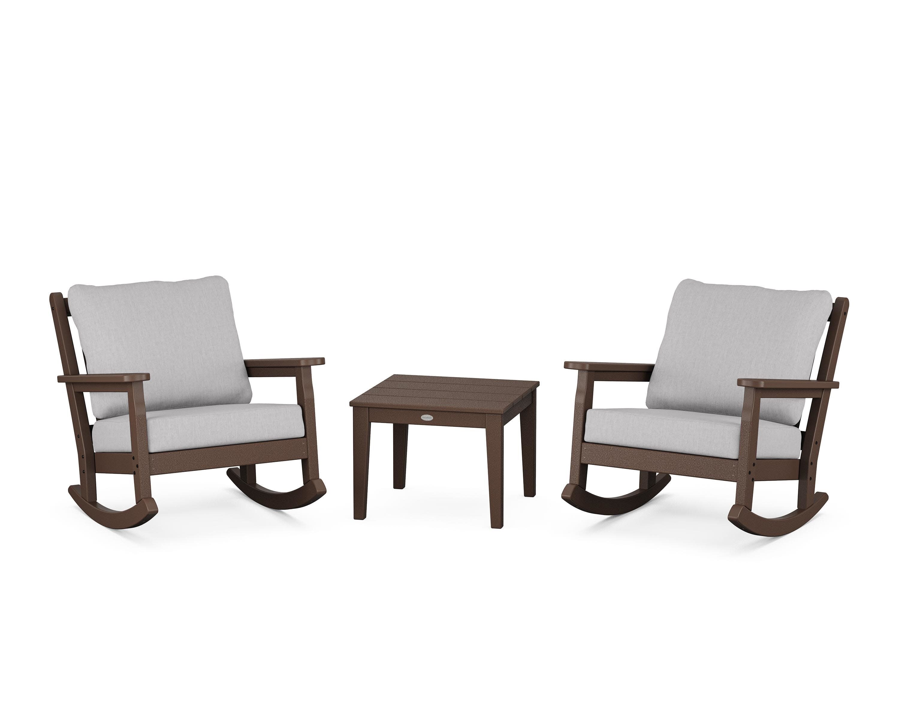 Chippendale 3-Piece Deep Seating Rocker Set in Mahogany / Granite