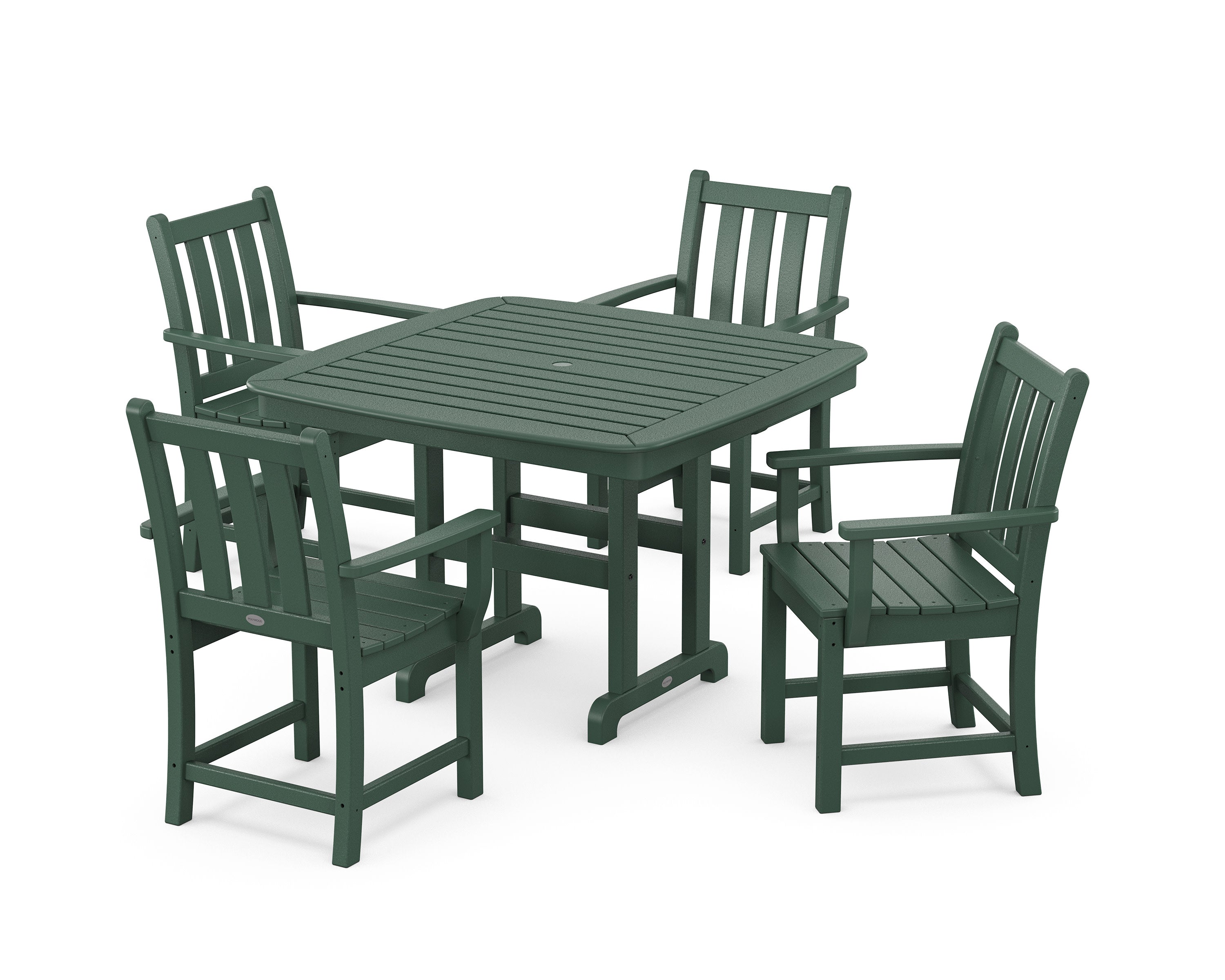 Traditional Garden 5-Piece Dining Set with Trestle Legs in Green