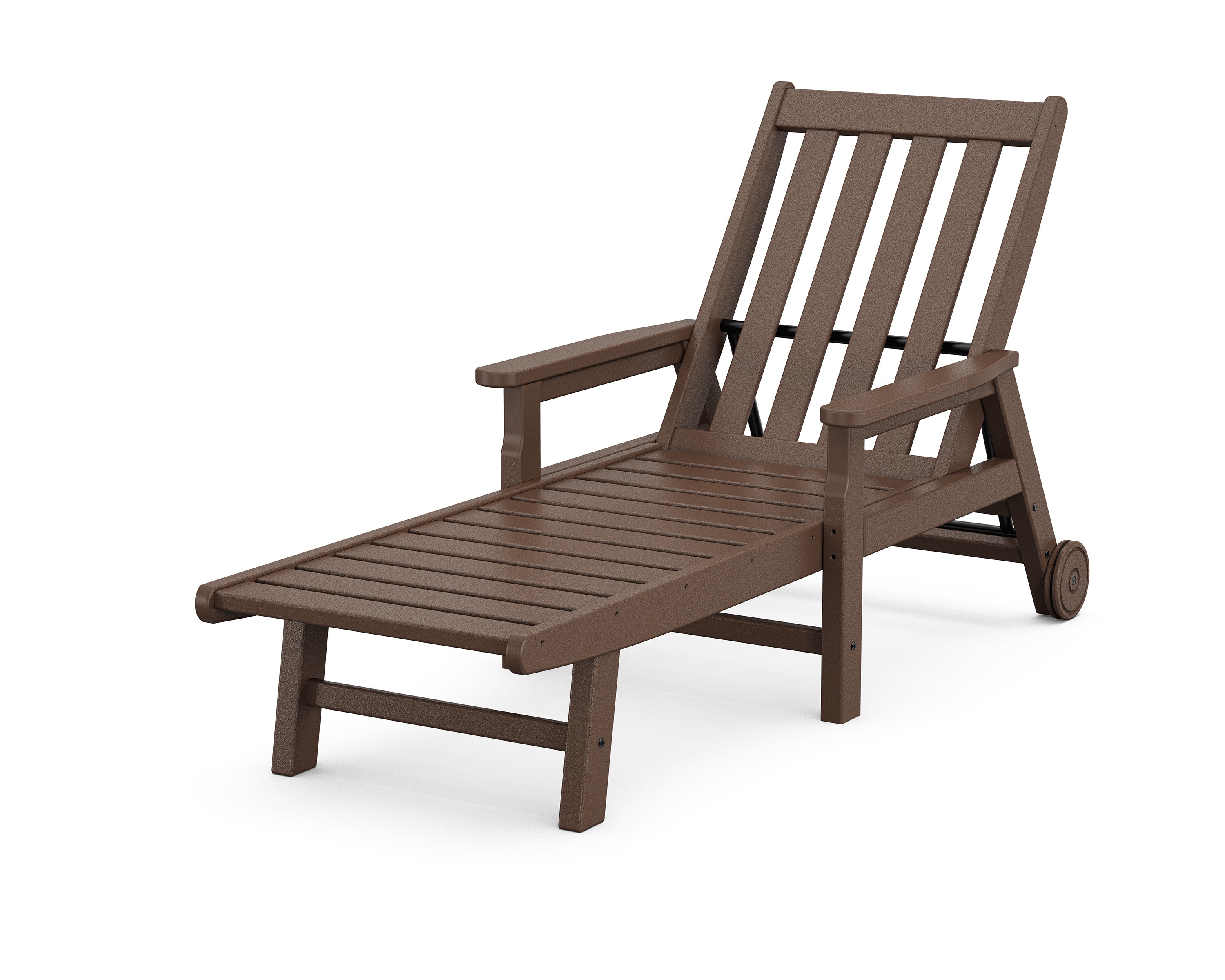 Vineyard Chaise with Arms and Wheels in Mahogany