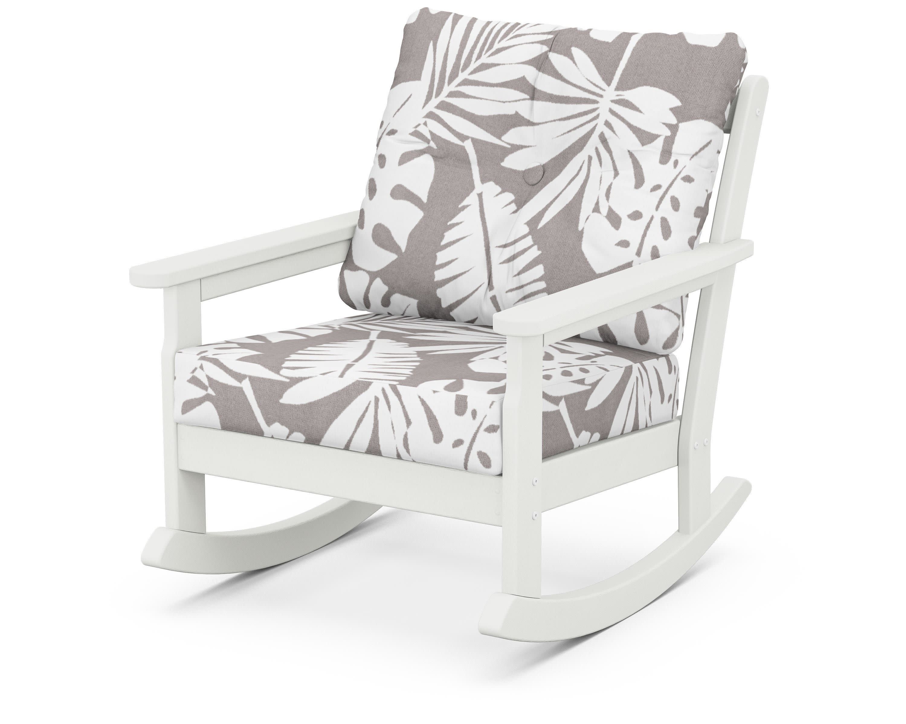 Vineyard Deep Seating Rocking Chair in Vintage White / Leaf Grey Mist