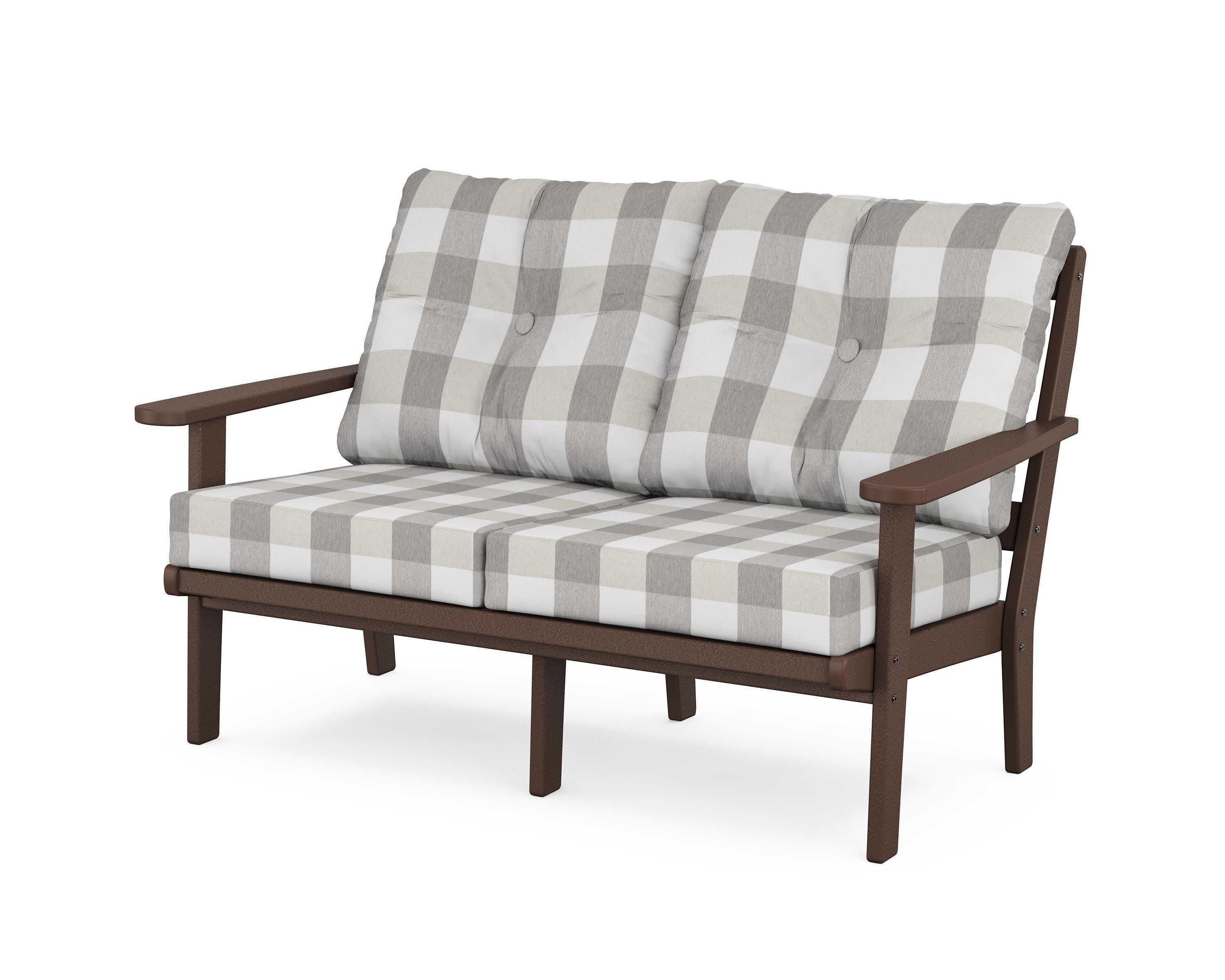 Mission Deep SeatingLoveseat in Mahogany / Buffalo Plaid Grey Mist
