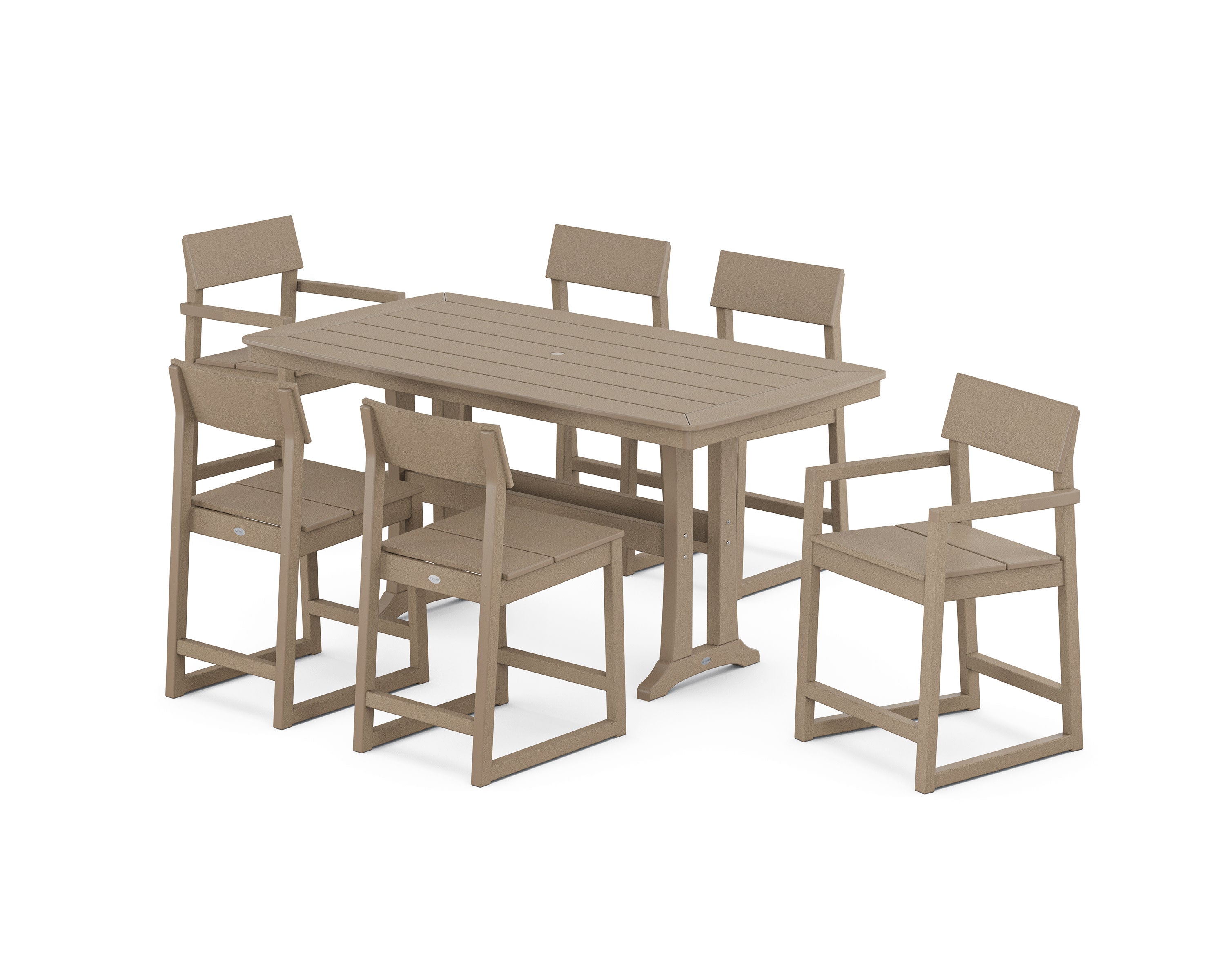 EDGE 7-Piece Counter Set with Trestle Legs in Vintage Sahara