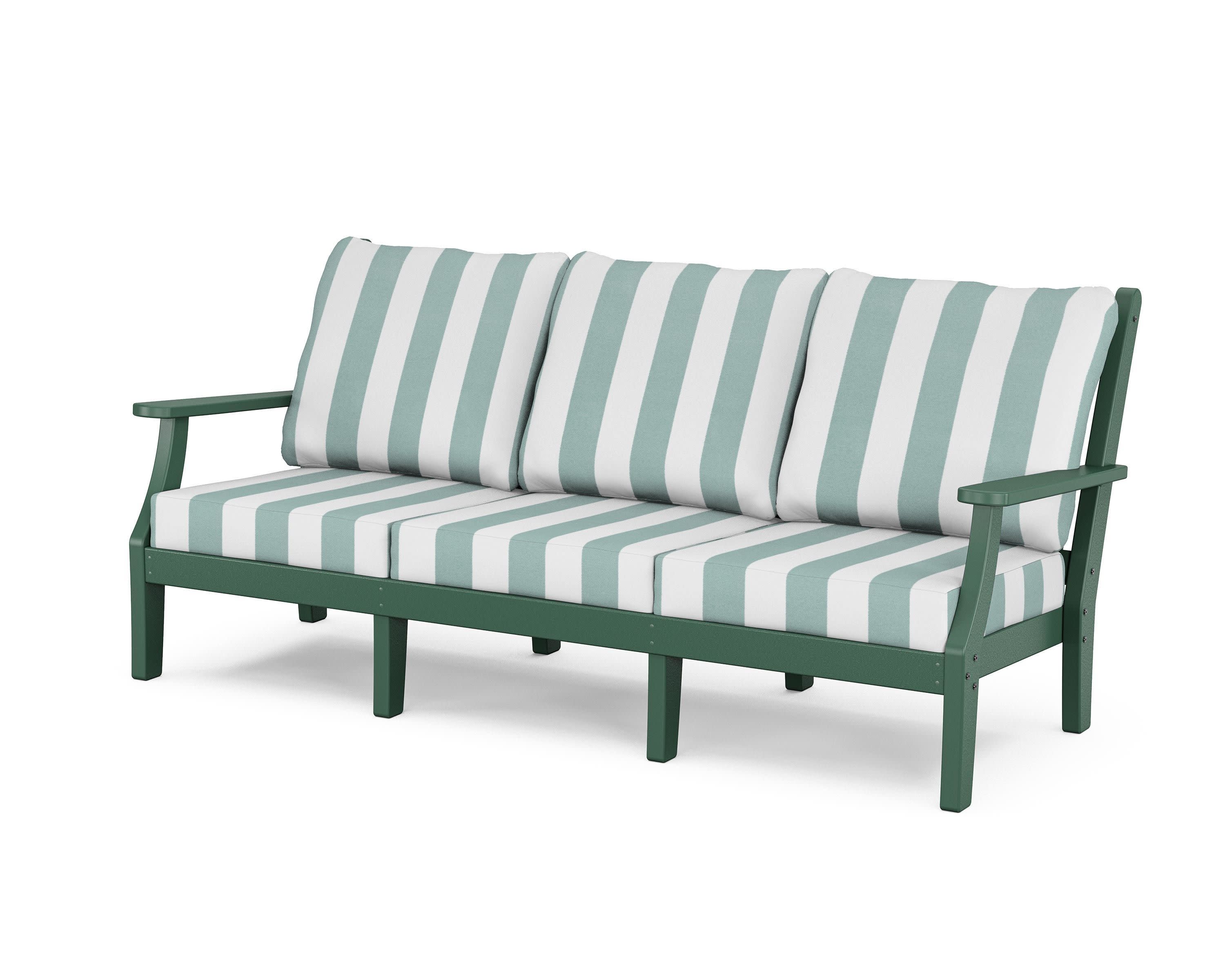Wovendale Deep Seating Sofa in Green / Cabana Stripe Glacier Spa