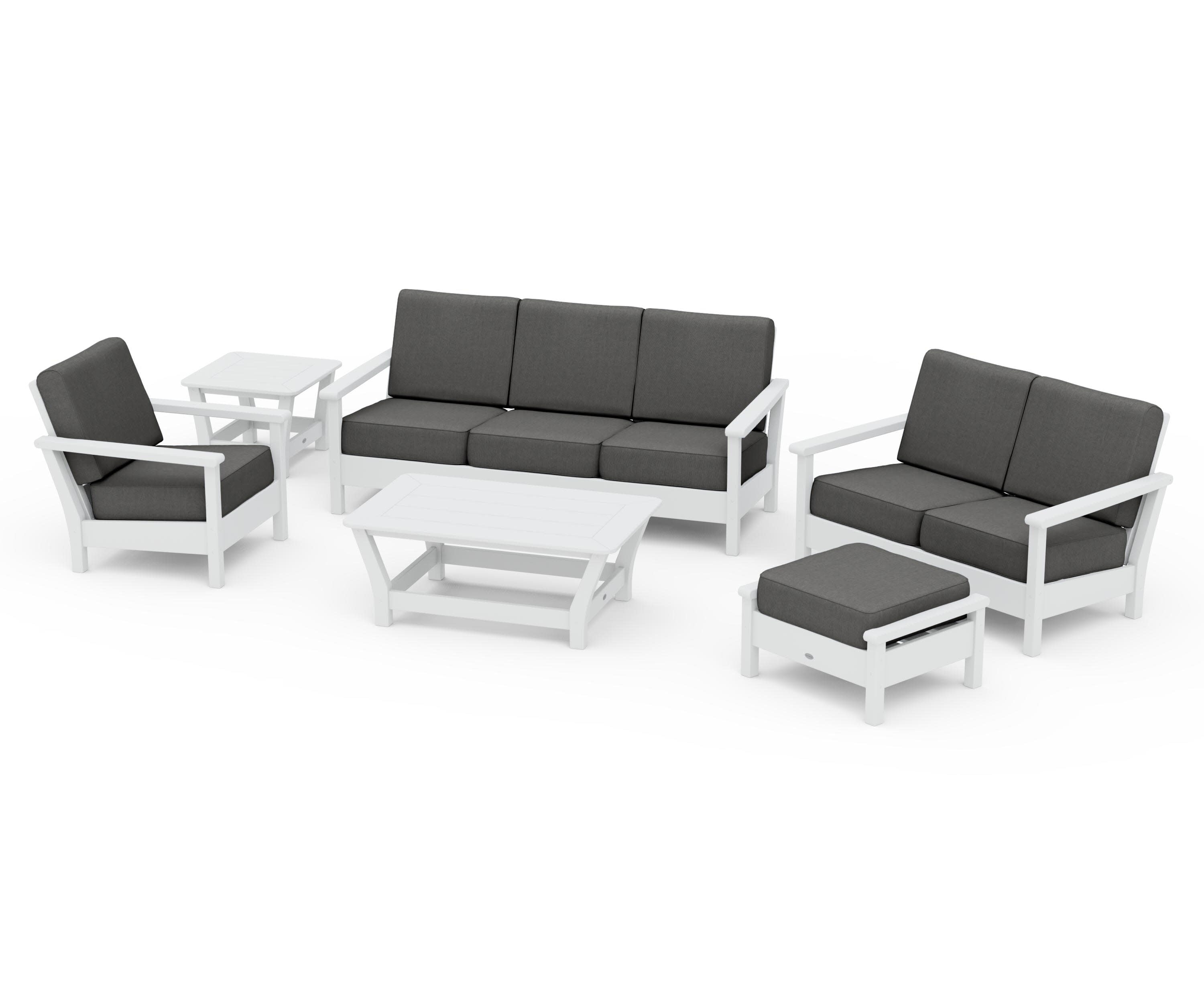 Harbour 6-Piece Outdoor Living Set in White / Spectrum Carbon