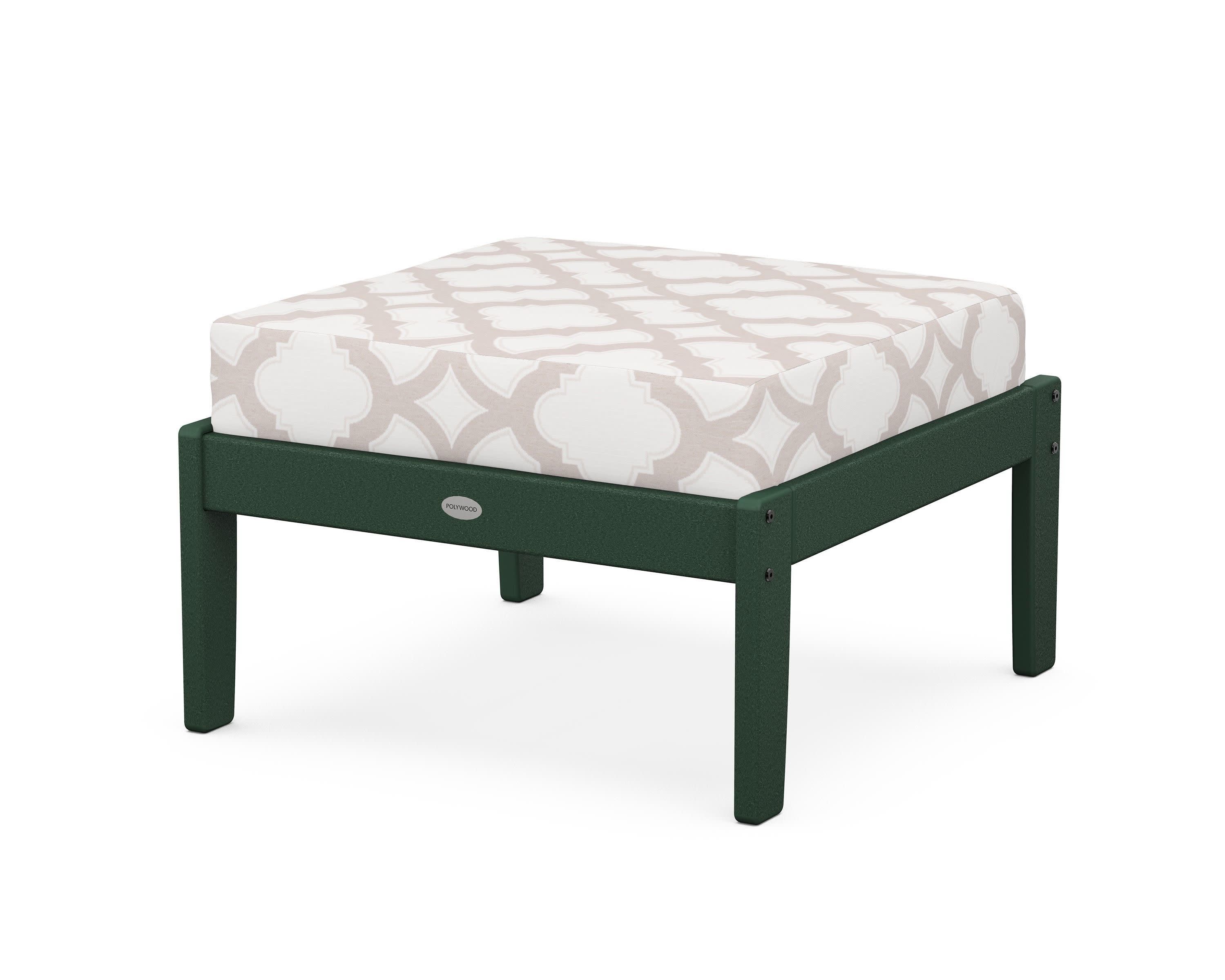 Braxton Deep Seating Ottoman in Green / Trellis Dune Burlap