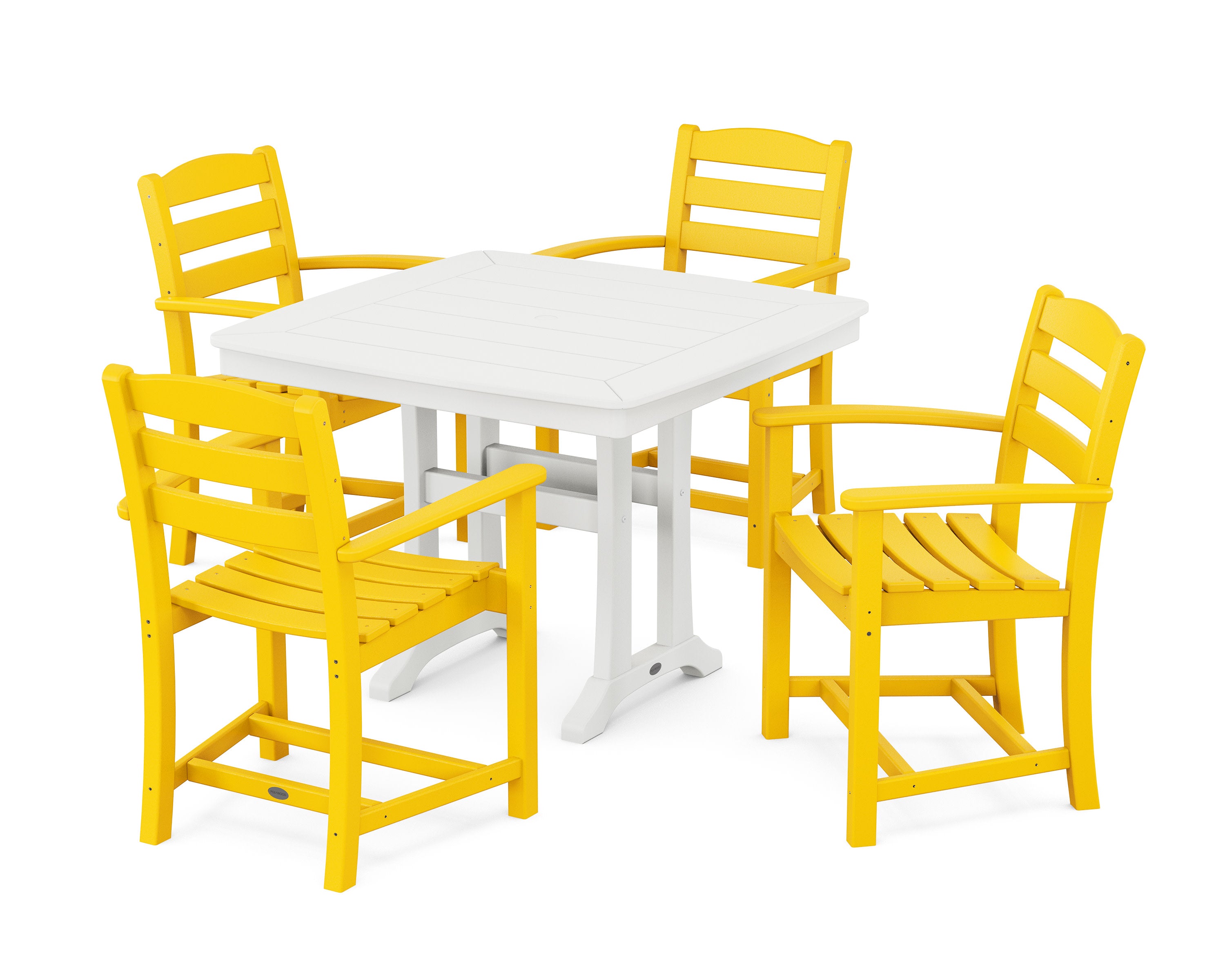 La Casa Caf 5-Piece Dining Set with Trestle Legs in Lemon / White