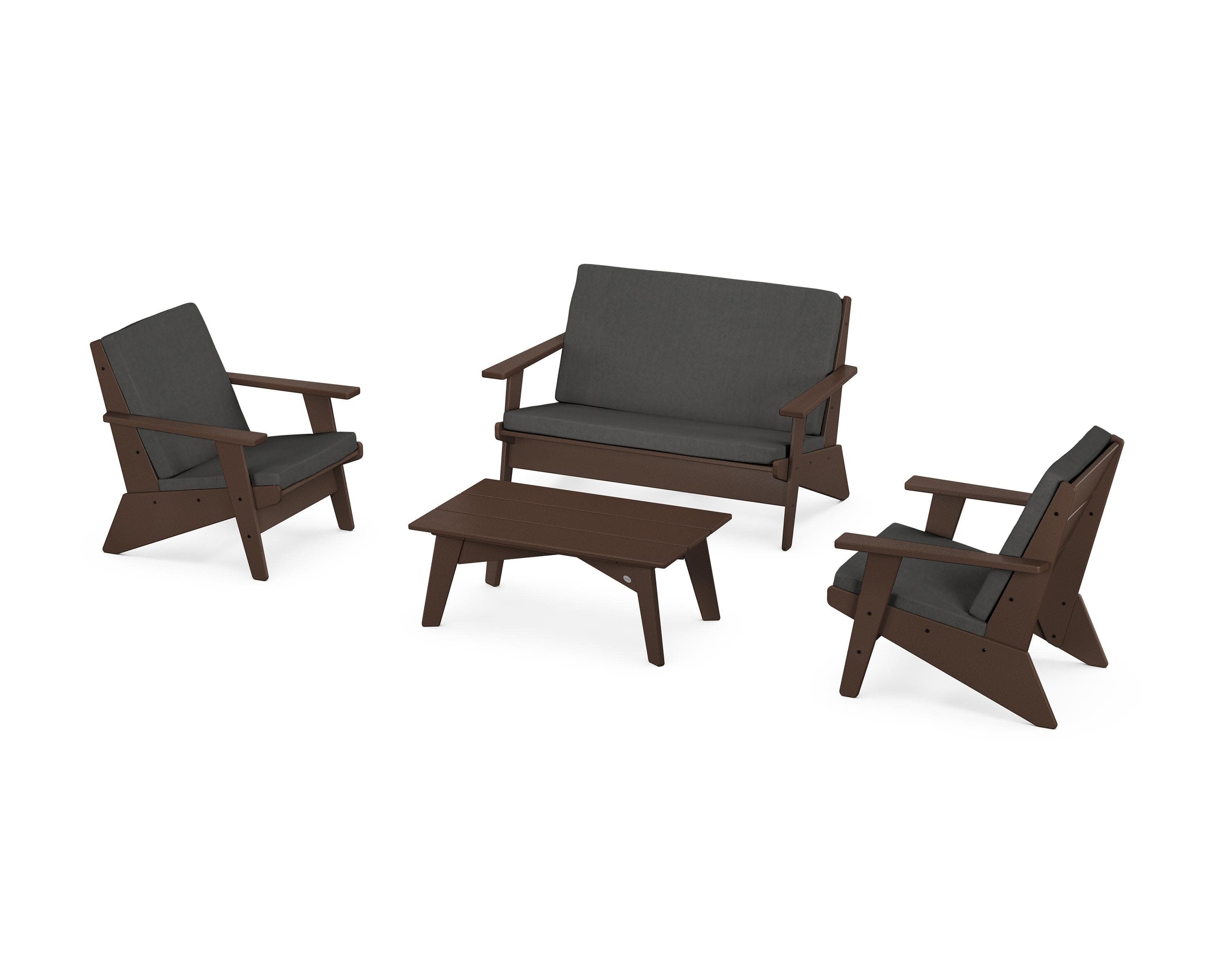 Riviera Modern Lounge 4-Piece Set in Mahogany / Spectrum Carbon