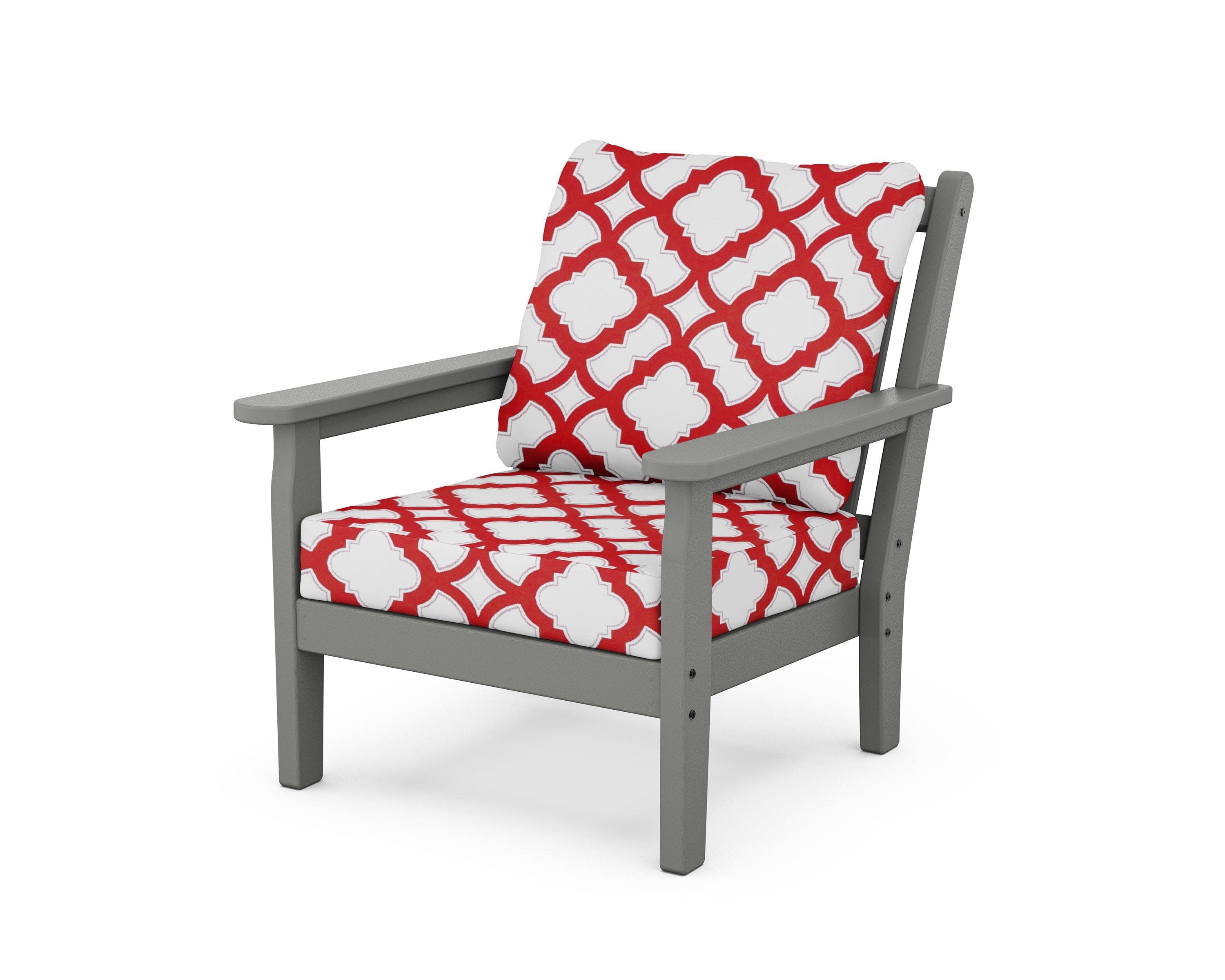 Chippendale Deep Seating Chair in Slate Grey / Trellis Crimson